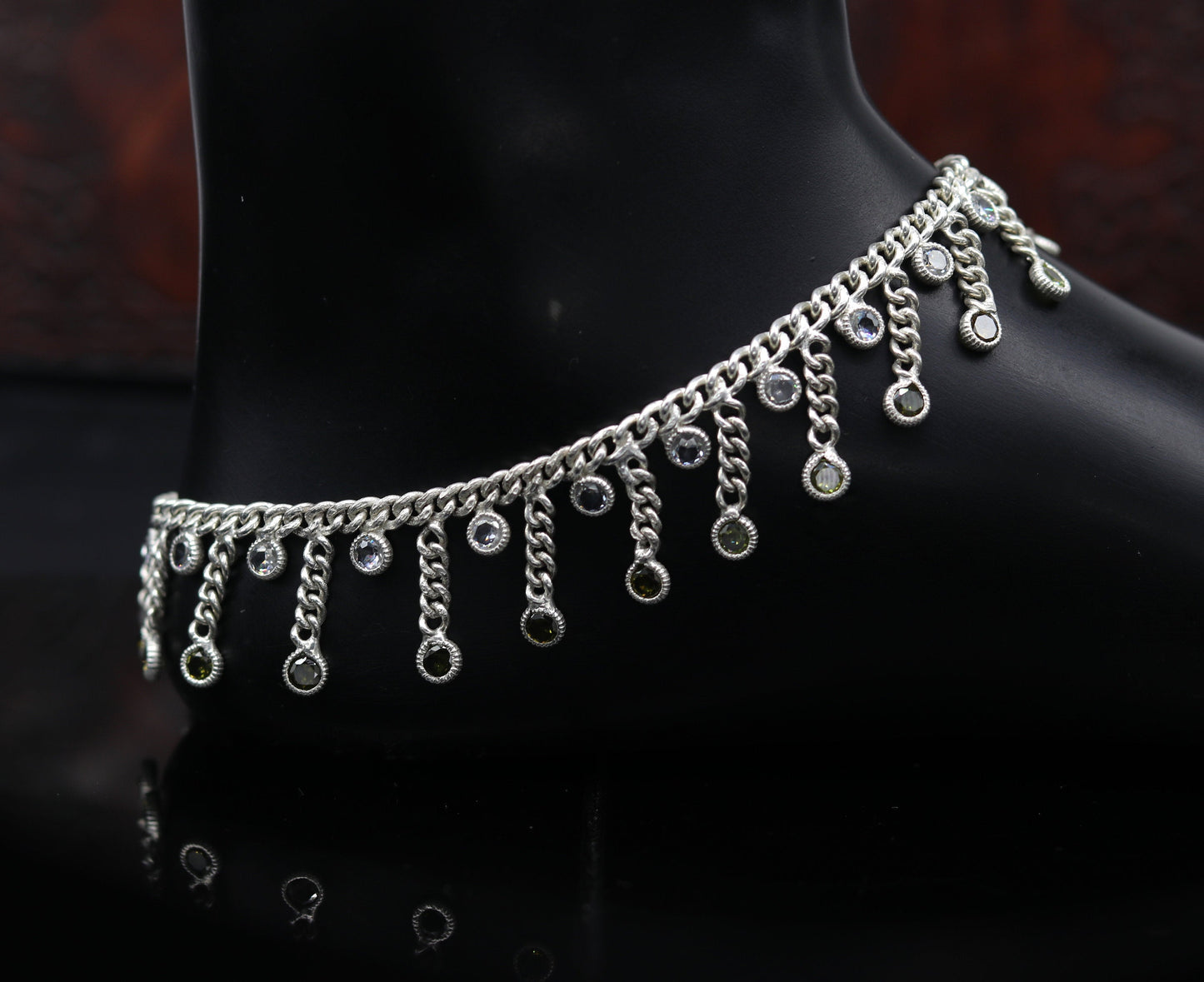 10" solid silver handmade vintage customized design ankle bracelet bridesmaid charm tribal anklet jewelry pretty gifting to her nank272 - TRIBAL ORNAMENTS