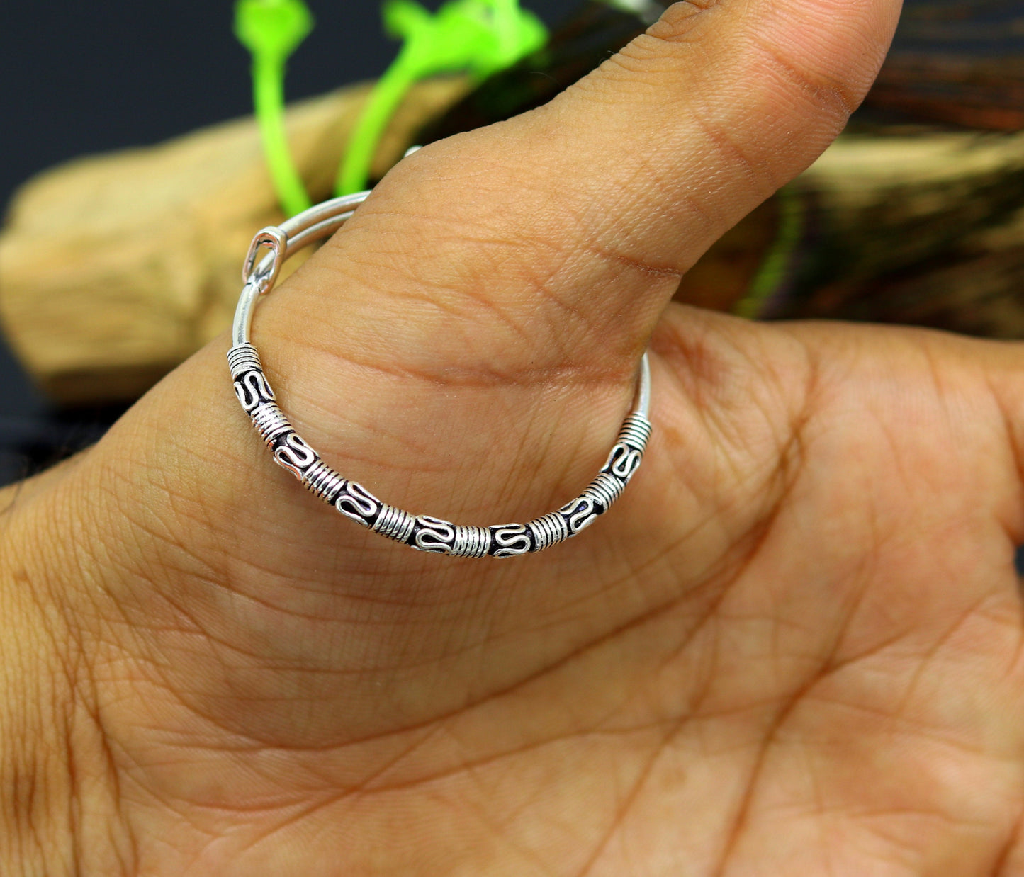 Exclusive stylish 925 sterling silver adjustable charm baby bangles kada, silver new born kids jewelry, oxidized jewelry bbk67 - TRIBAL ORNAMENTS