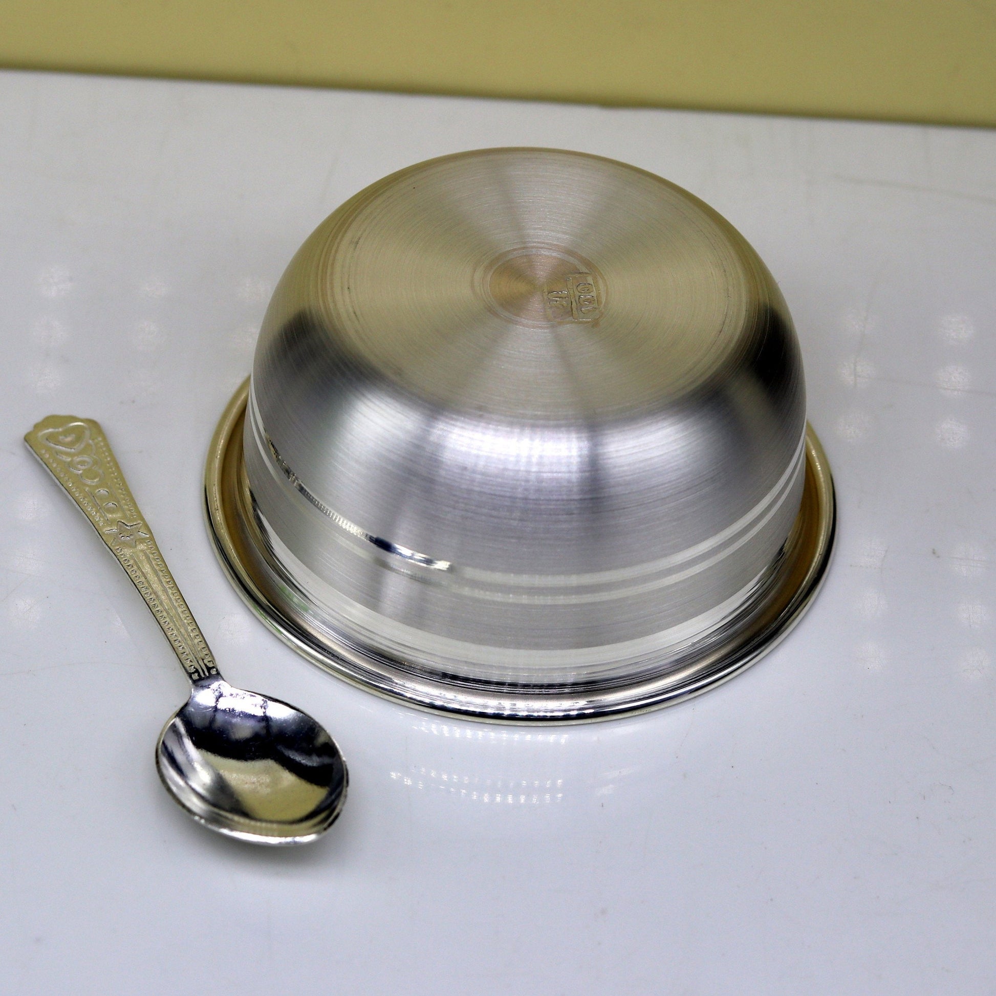 Exclusive 999 pure silver handmade solid bowl and spoon, healthy serving bowl, silver vessels, food serving utensils set, silver art sv83 - TRIBAL ORNAMENTS