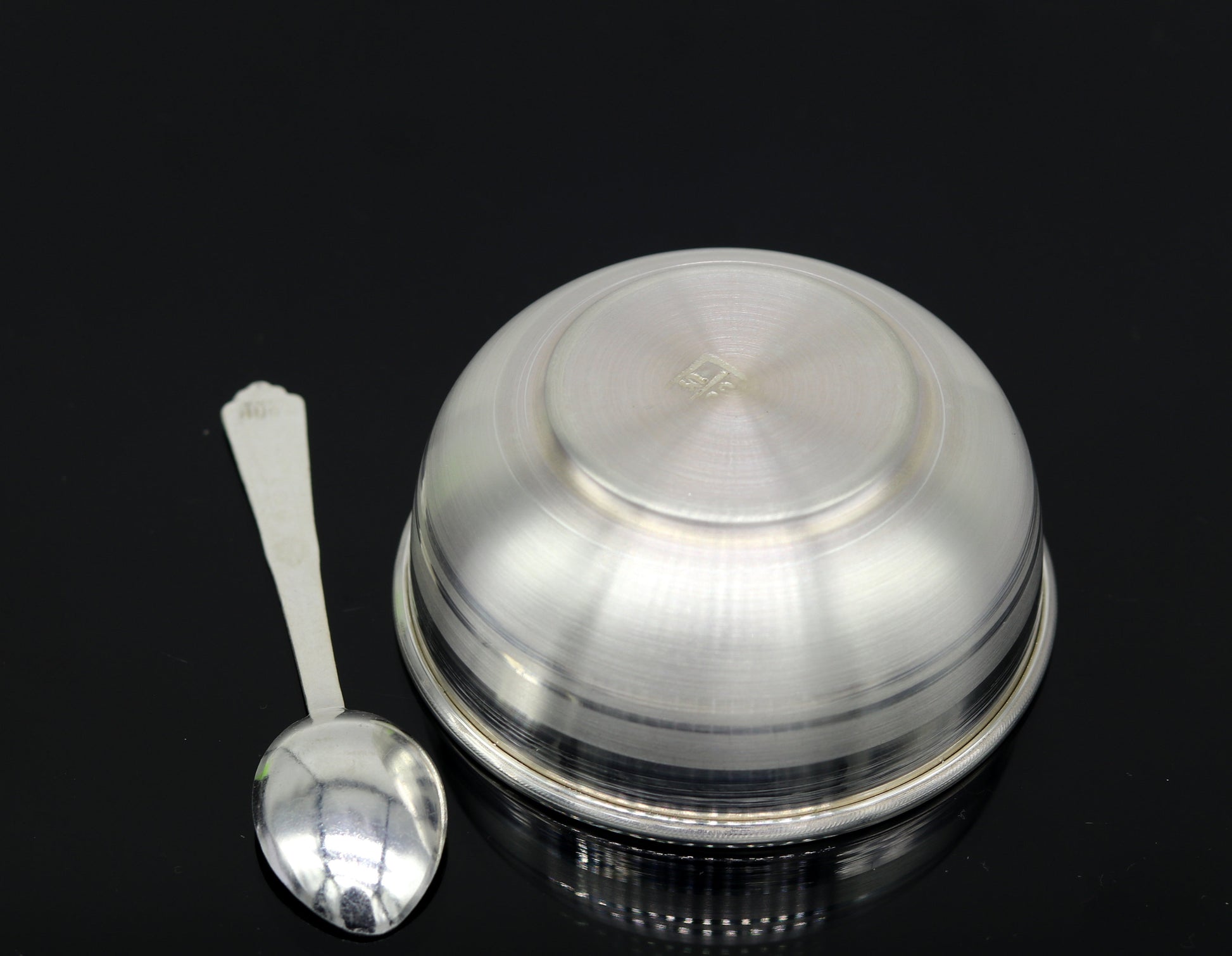 999 solid pure silver handmade bowl and spoon, table serving bowl, silver vessel, baby feeding utensils, silver kitchen art baby set sv86 - TRIBAL ORNAMENTS