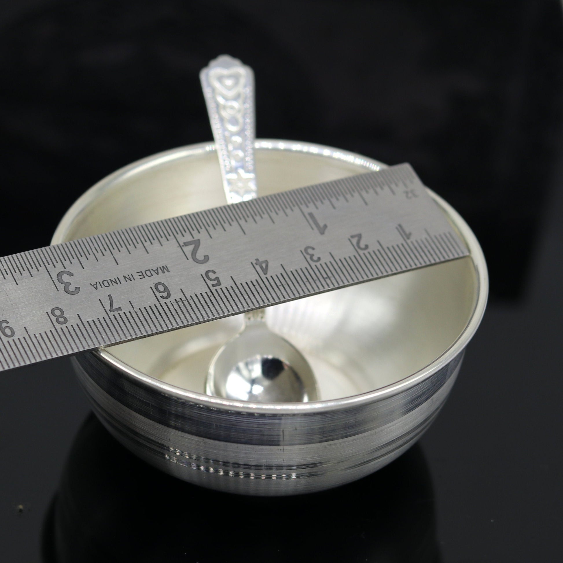 999 solid pure silver handmade utensils bowl and spoon, table serving bowl, silver vessel, baby feeding, silver kitchen art baby set sv87 - TRIBAL ORNAMENTS