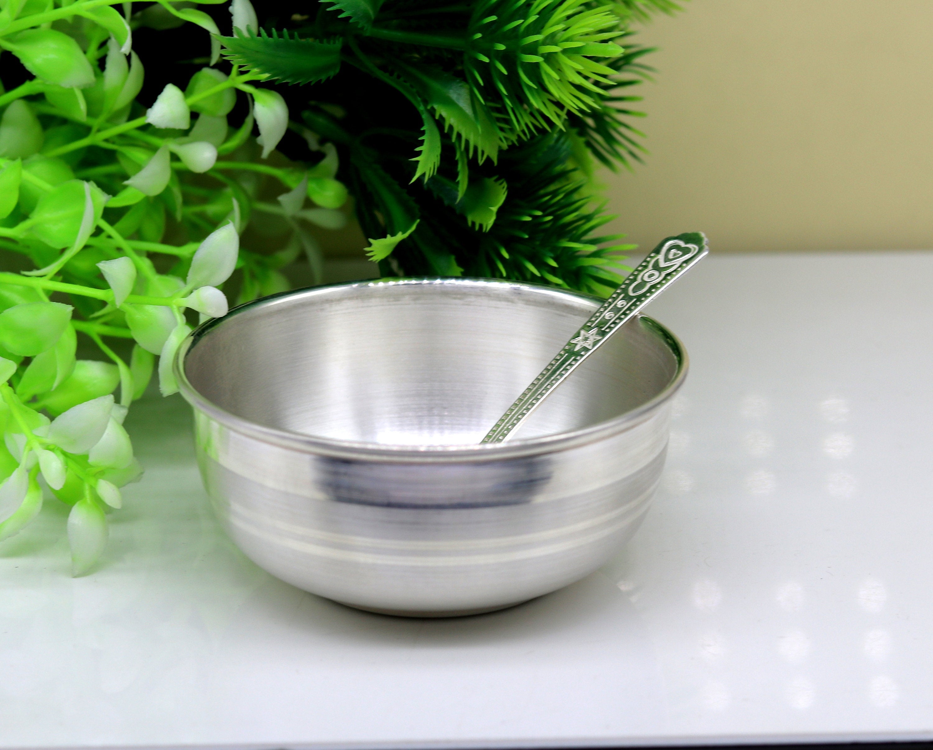 Silver Bowl & Spoon for new born baby - Bis hallmark –