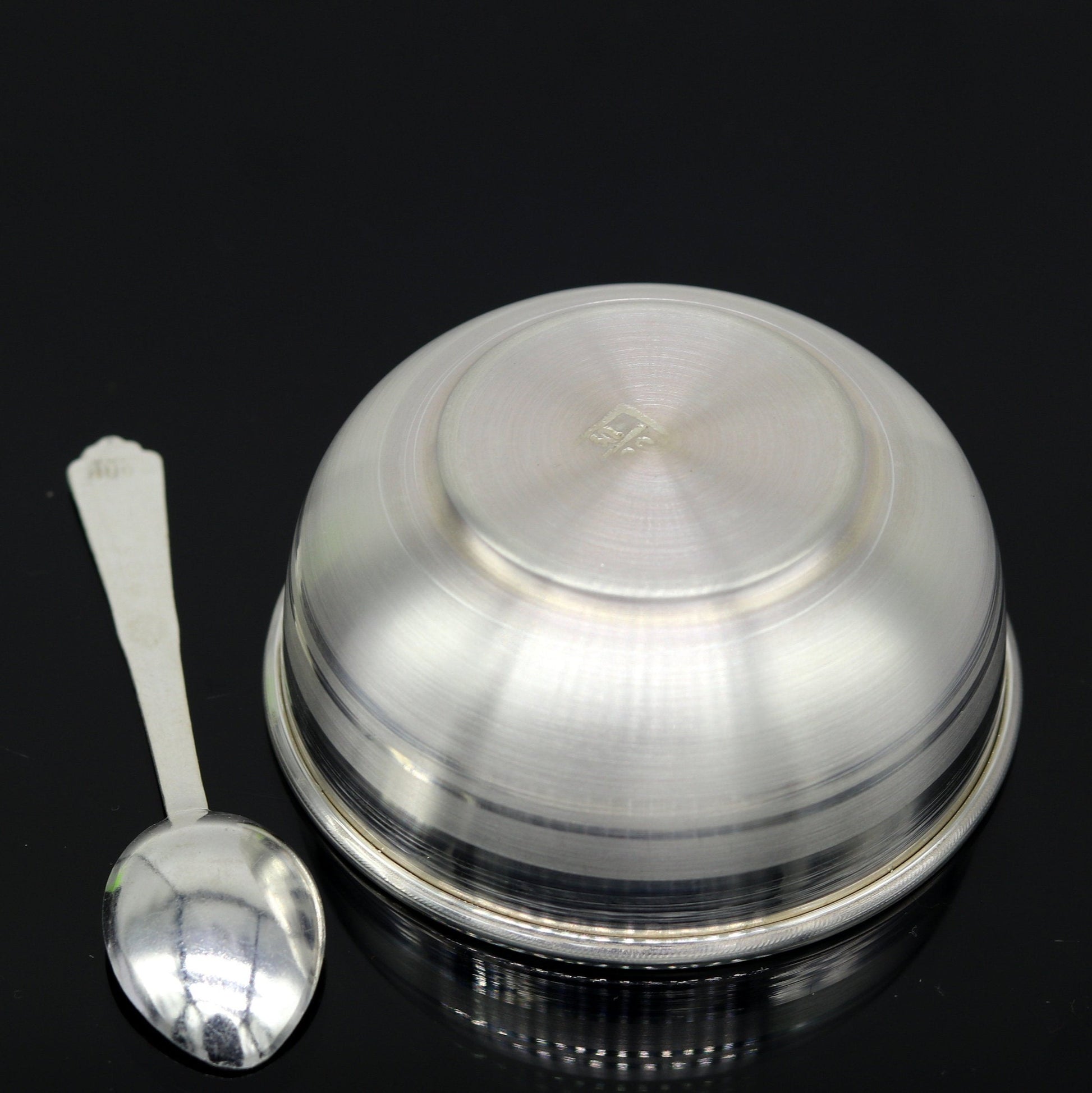 999 solid pure silver handmade utensils bowl and spoon, table serving bowl, silver vessel, baby feeding, silver kitchen art baby set sv88 - TRIBAL ORNAMENTS