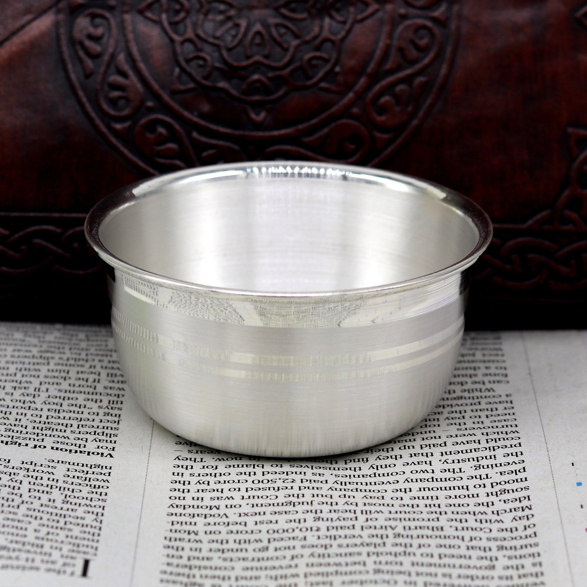 999 solid pure silver handmade utensils bowl and spoon, table serving bowl, silver vessel, baby feeding, silver kitchen art baby set sv89 - TRIBAL ORNAMENTS