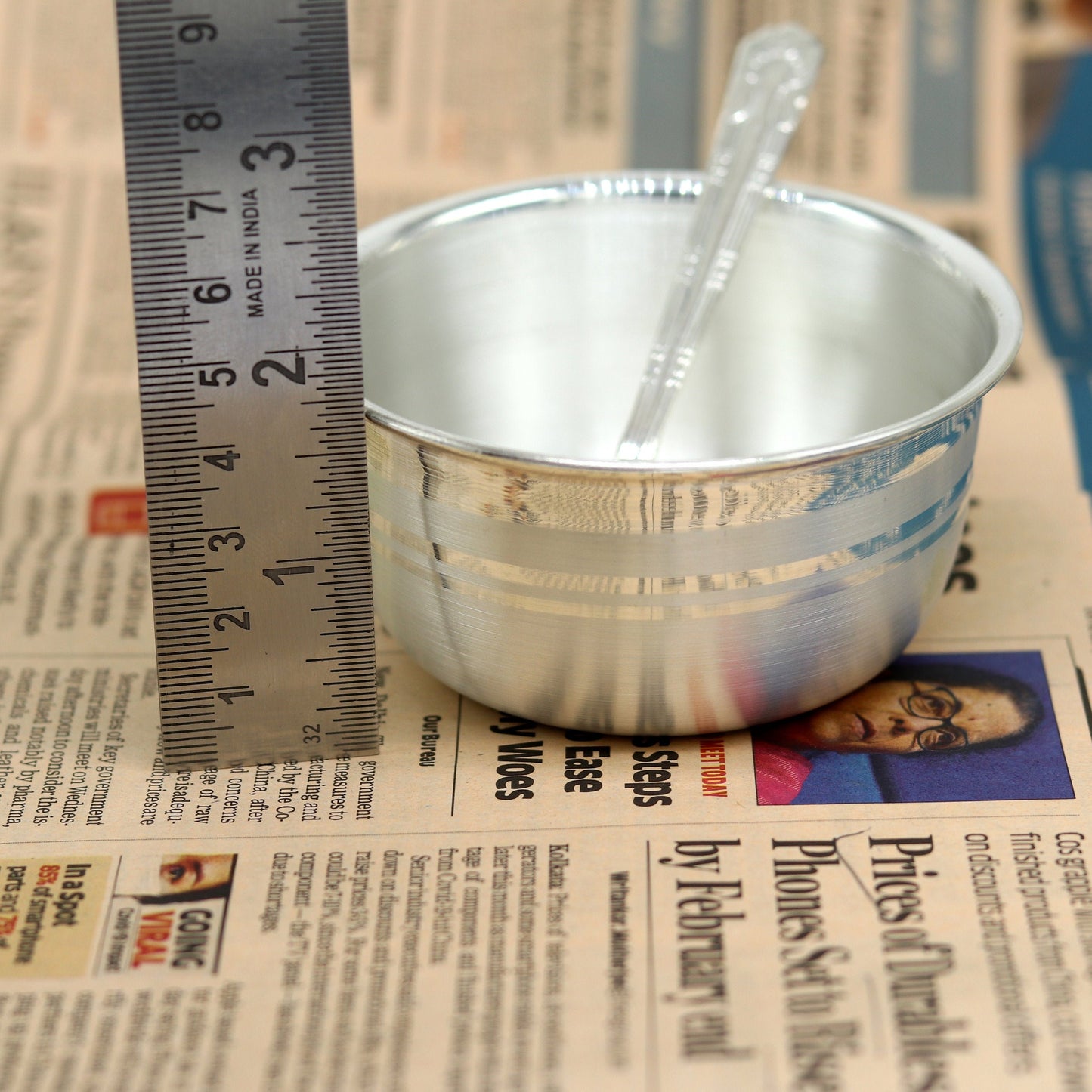 Elegant 999 solid pure silver handmade utensils bowl and spoon, kitchen serving bowl, silver vessel, baby feeding, baby healthy tumbler sv91 - TRIBAL ORNAMENTS