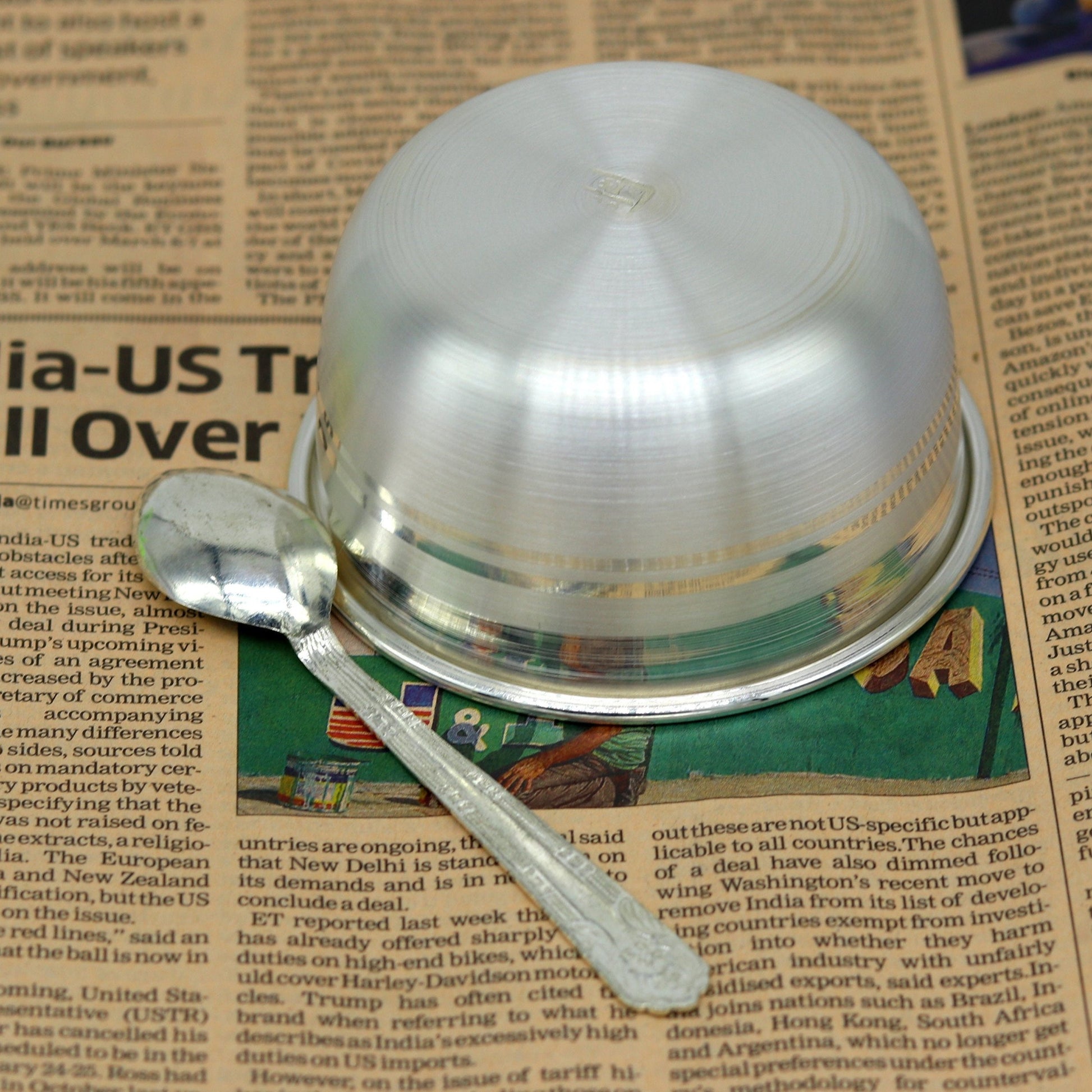 Exclusive 999 pure silver handmade utensils bowl and spoon, kitchen serving bowl, silver vessel, baby feeding, baby healthy tumbler sv92 - TRIBAL ORNAMENTS