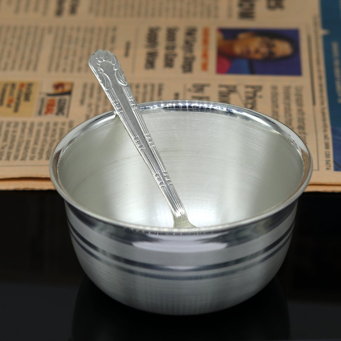 Exclusive 999 pure silver handmade utensils bowl and spoon, kitchen serving bowl, silver vessel, baby feeding, baby healthy tumbler sv92 - TRIBAL ORNAMENTS