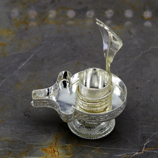 925 sterling silver handmade small Lord shiva-Linga Stand, silver utensil, silver puja temple art, shiva lingam stand with serpent su11 - TRIBAL ORNAMENTS