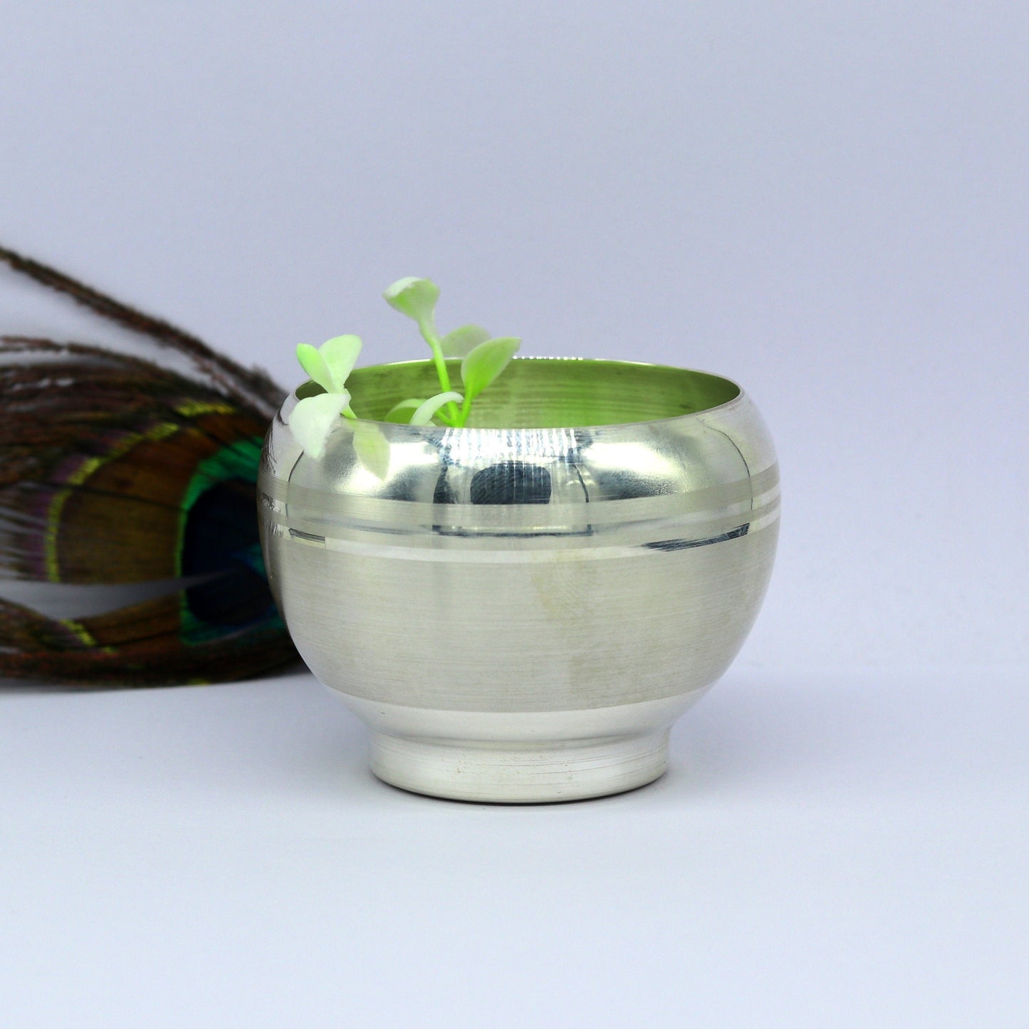 999 pure sterling silver handmade silver puja utensils bowl, silver vessel silver has antibacterial properties, stay healthy family sv95 - TRIBAL ORNAMENTS