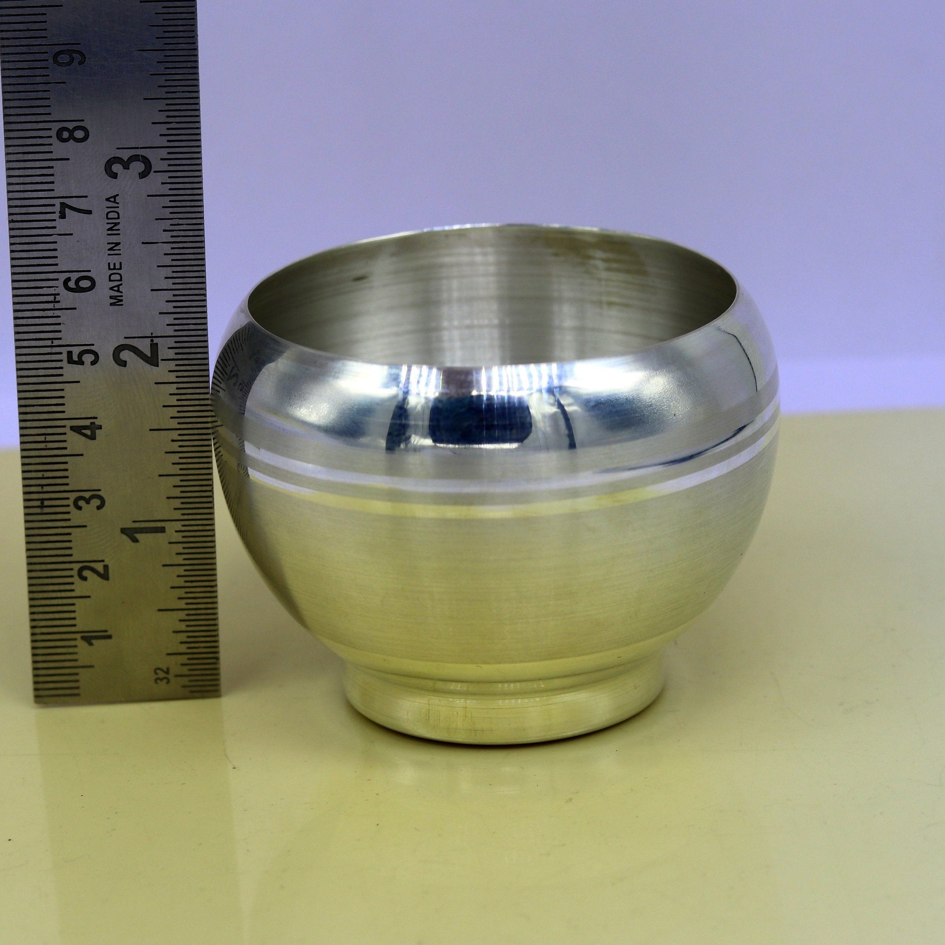 999 pure sterling silver handmade silver puja utensils bowl, silver vessel silver has antibacterial properties, stay healthy family sv95 - TRIBAL ORNAMENTS