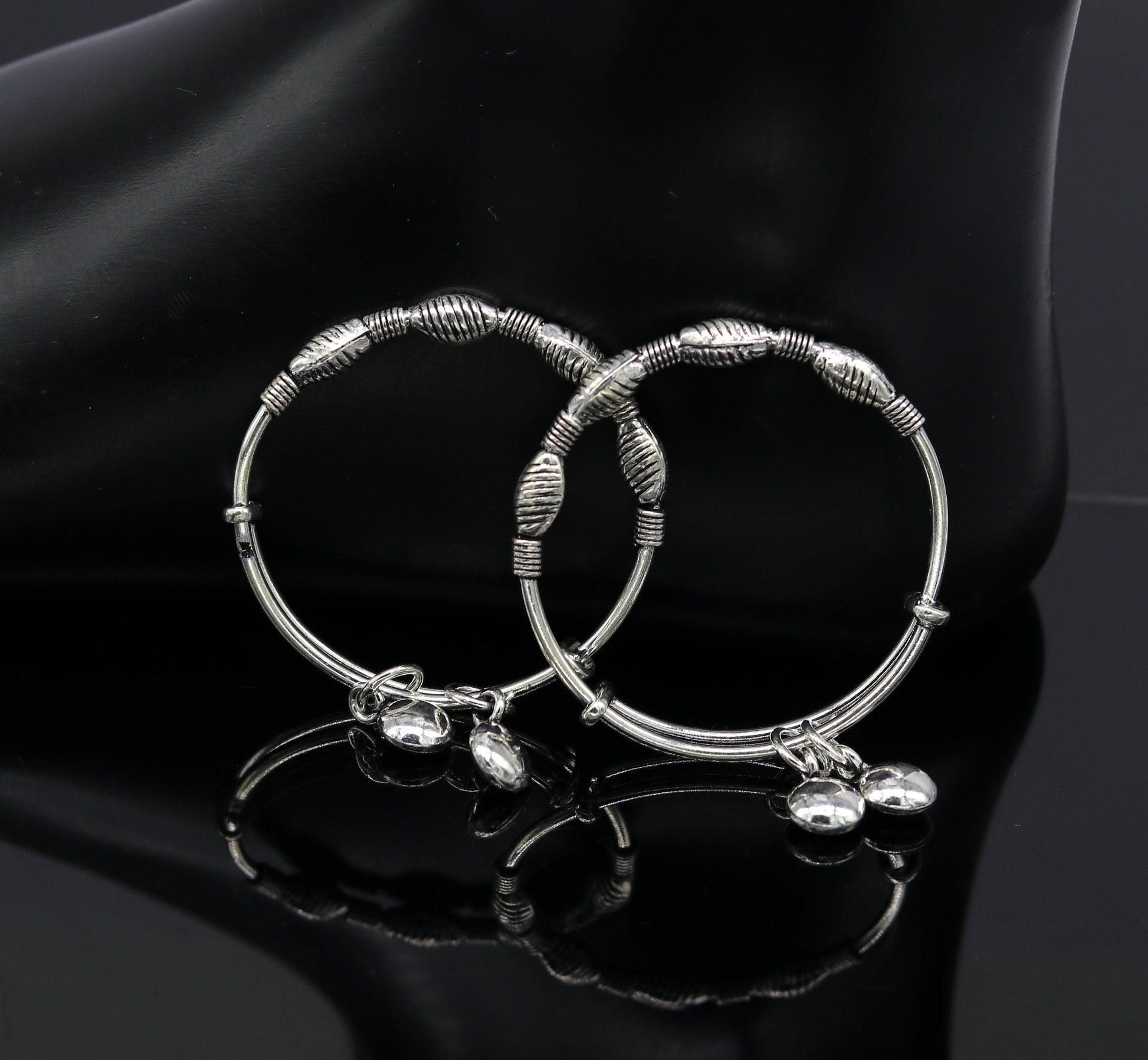 Top class Charming 925 sterling silver handmade stylish designer fancy baby adjustable bangles bracelet, excellent kids charm jewelry bbk77 - TRIBAL ORNAMENTS