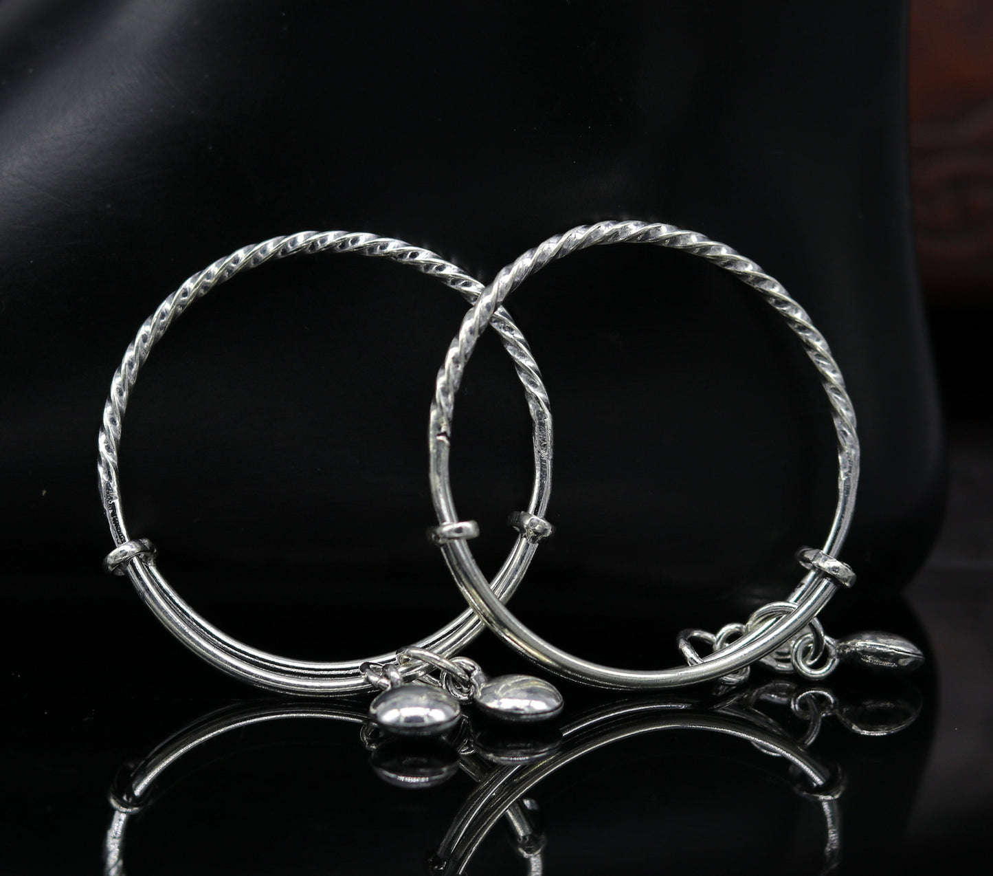 925 sterling silver handmade tribal twisted style baby bangles bracelet, unisex new born baby gifting kids jewelry tribal jewelry bbk79 - TRIBAL ORNAMENTS