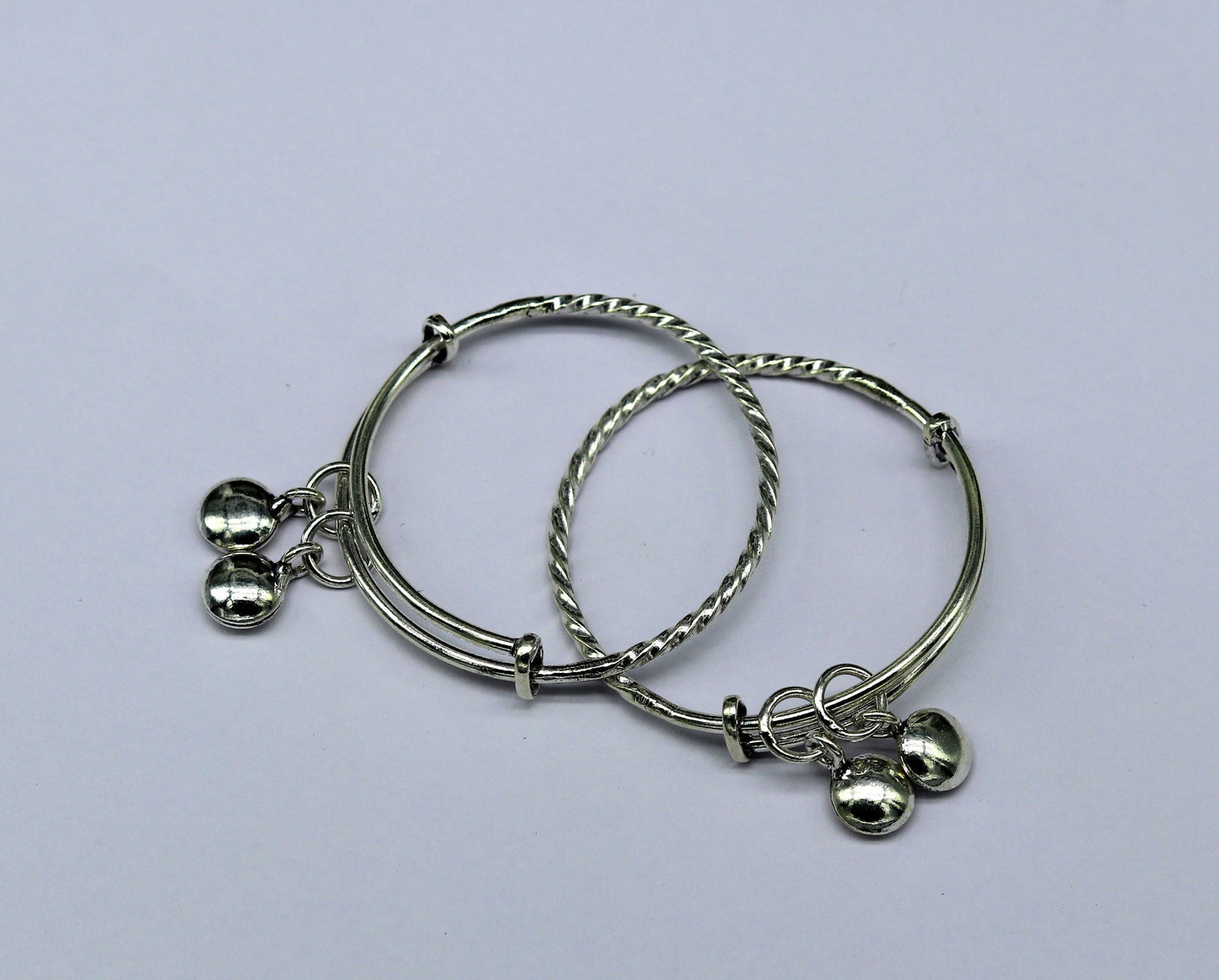 925 sterling silver handmade tribal twisted style baby bangles bracelet, unisex new born baby gifting kids jewelry tribal jewelry bbk79 - TRIBAL ORNAMENTS