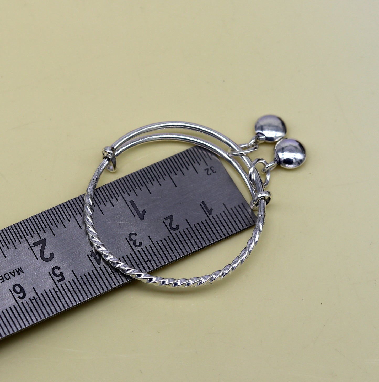 925 sterling silver handmade tribal twisted style baby bangles bracelet, unisex new born baby gifting kids jewelry tribal jewelry bbk79 - TRIBAL ORNAMENTS