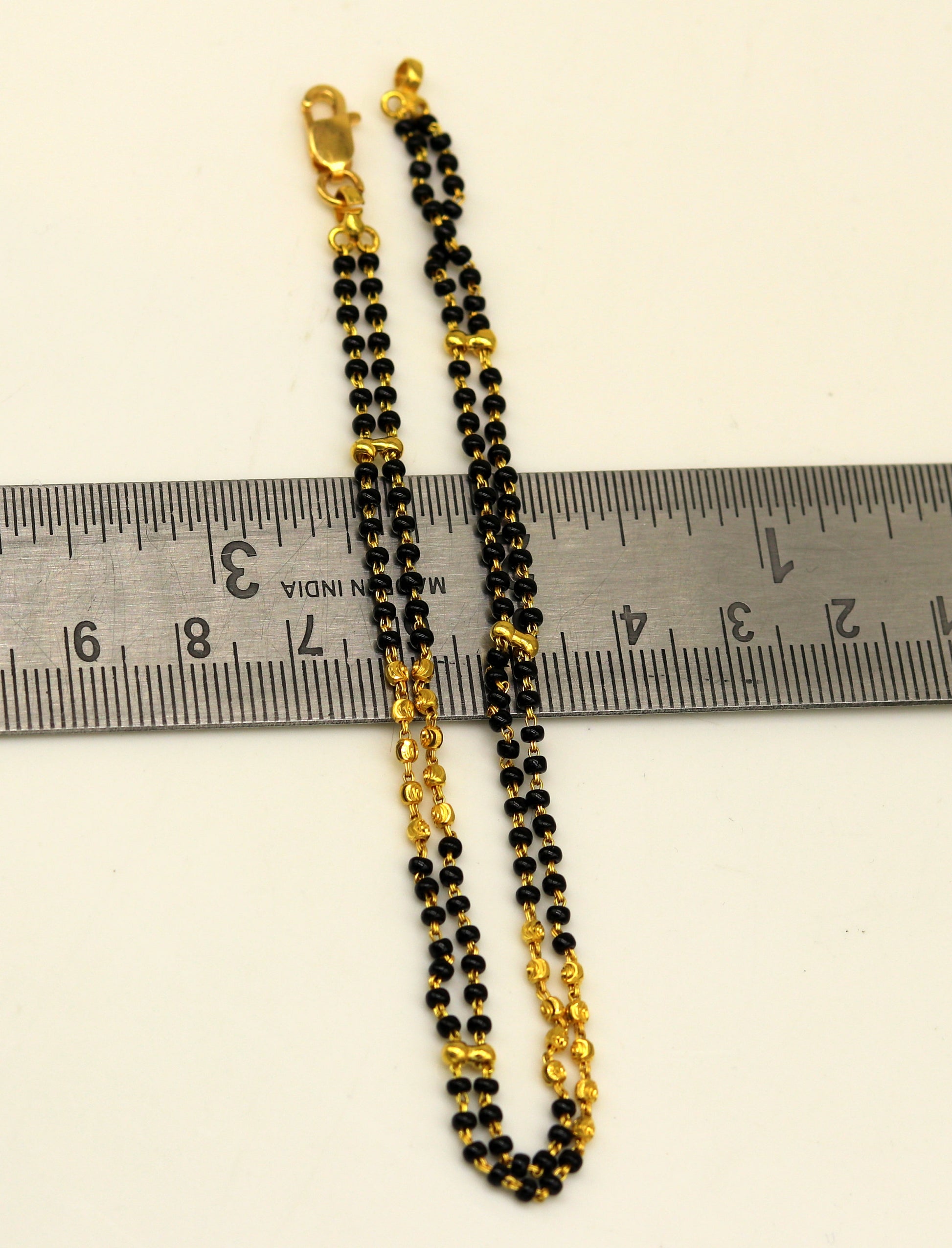 22kt yellow gold handmade gorgeous 2 Line black stone customized bracelet. awesome stylish bridesmaid personalized gifting jewelry br38 - TRIBAL ORNAMENTS