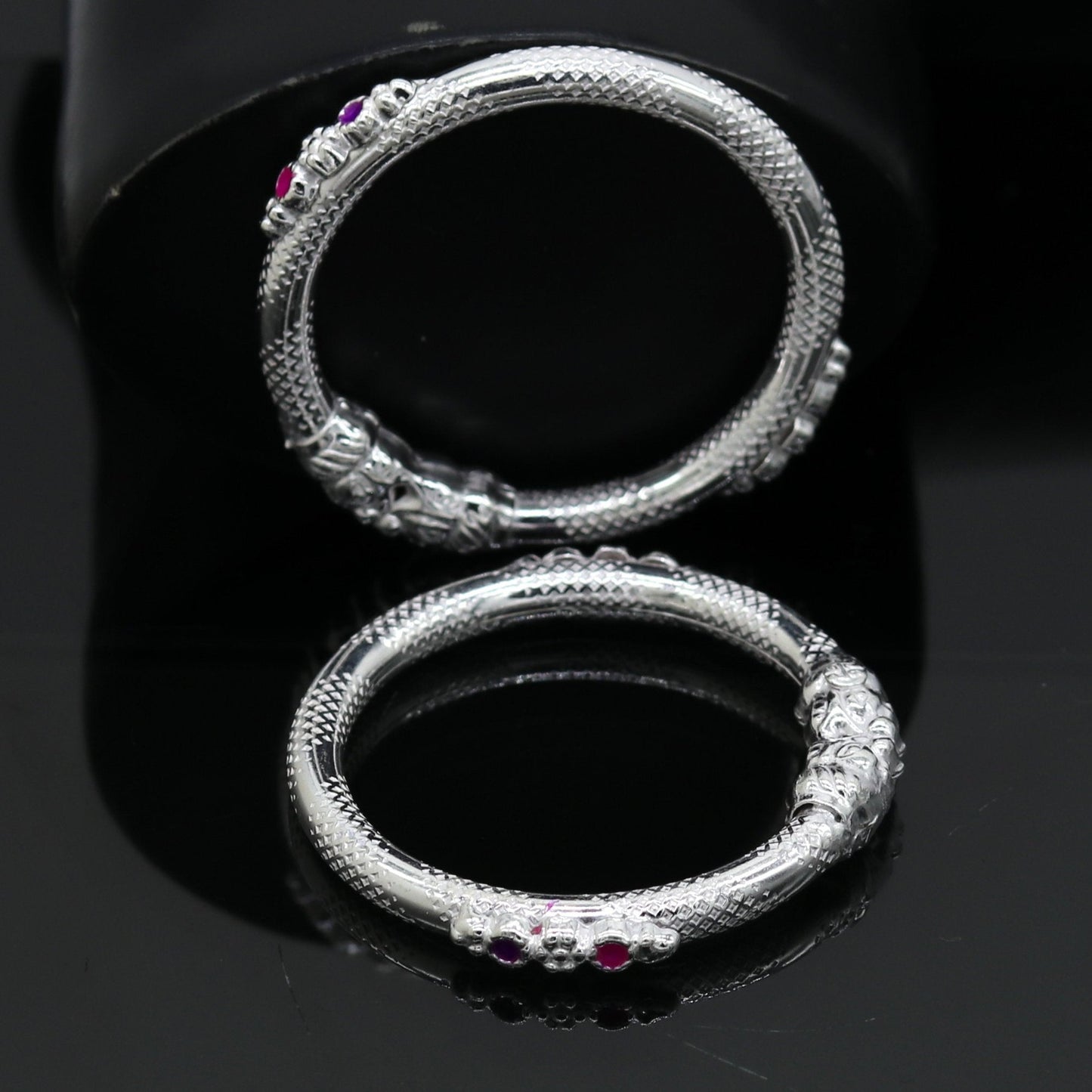 5mm Solid sterling silver gorgeous baby bangle bracelet kada, faublous customized elephant face solid kada bracelet for kids nbbk101 - TRIBAL ORNAMENTS