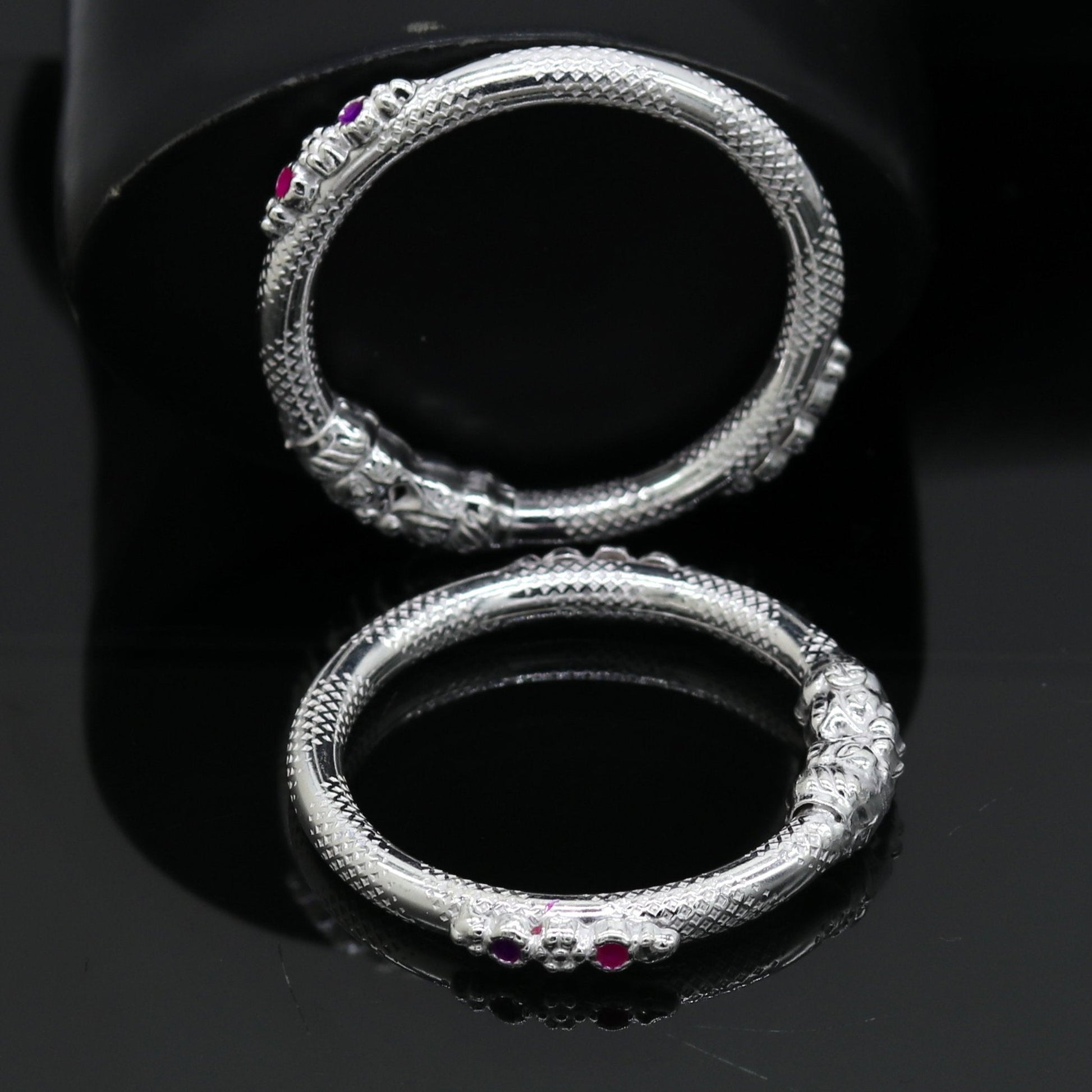 5mm Solid sterling silver gorgeous baby bangle bracelet kada, faublous customized elephant face solid kada bracelet for kids nbbk101 - TRIBAL ORNAMENTS