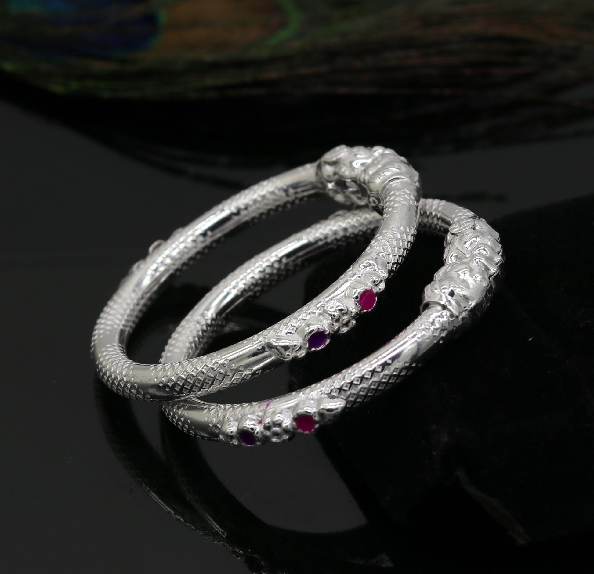 5mm Solid sterling silver gorgeous baby bangle bracelet kada, faublous customized elephant face solid kada bracelet for kids nbbk101 - TRIBAL ORNAMENTS