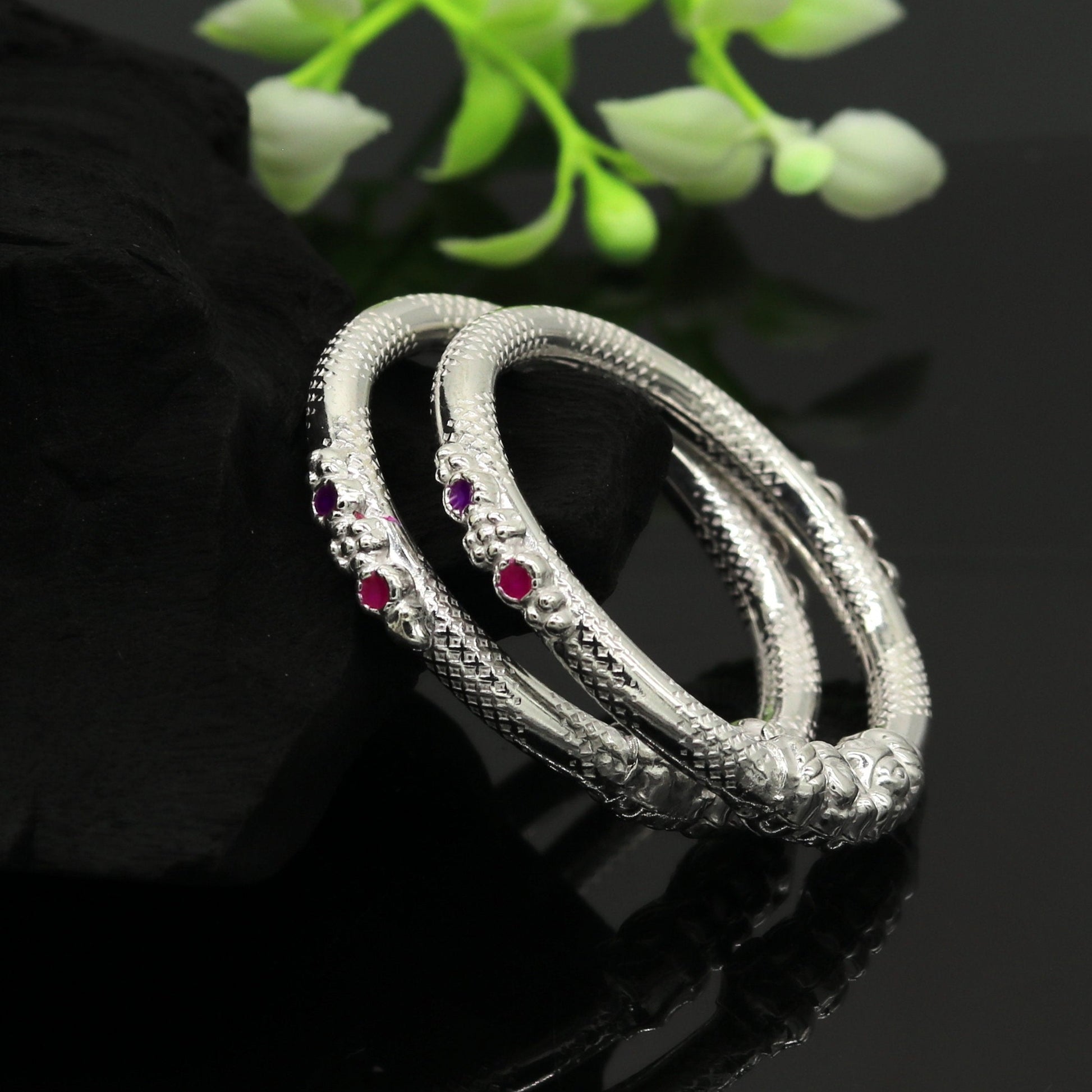 5mm Solid sterling silver gorgeous baby bangle bracelet kada, faublous customized elephant face solid kada bracelet for kids nbbk101 - TRIBAL ORNAMENTS