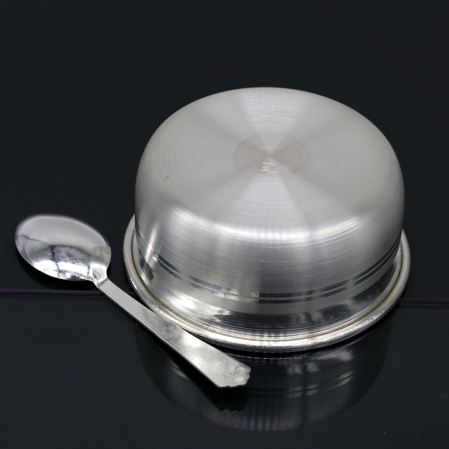 999 pure fine silver handmade silver bowl and spoon set, silver utensils, best kids gift for rice ceremony /Annaprashana utensils sv76 - TRIBAL ORNAMENTS
