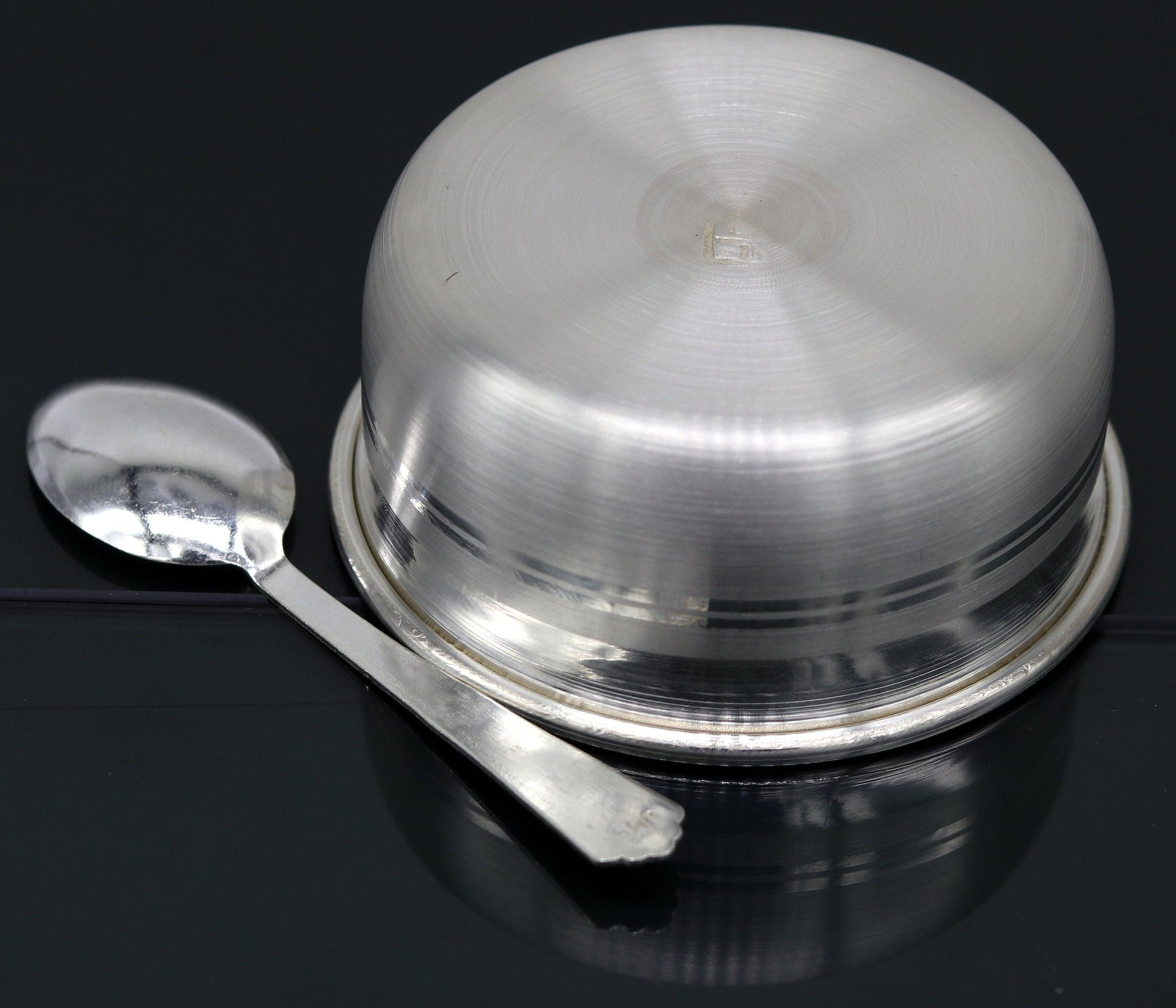 999 pure fine silver handmade silver bowl and spoon set, silver utensils silver art, tray stay baby/kids healthy, silver vessels sv75 - TRIBAL ORNAMENTS