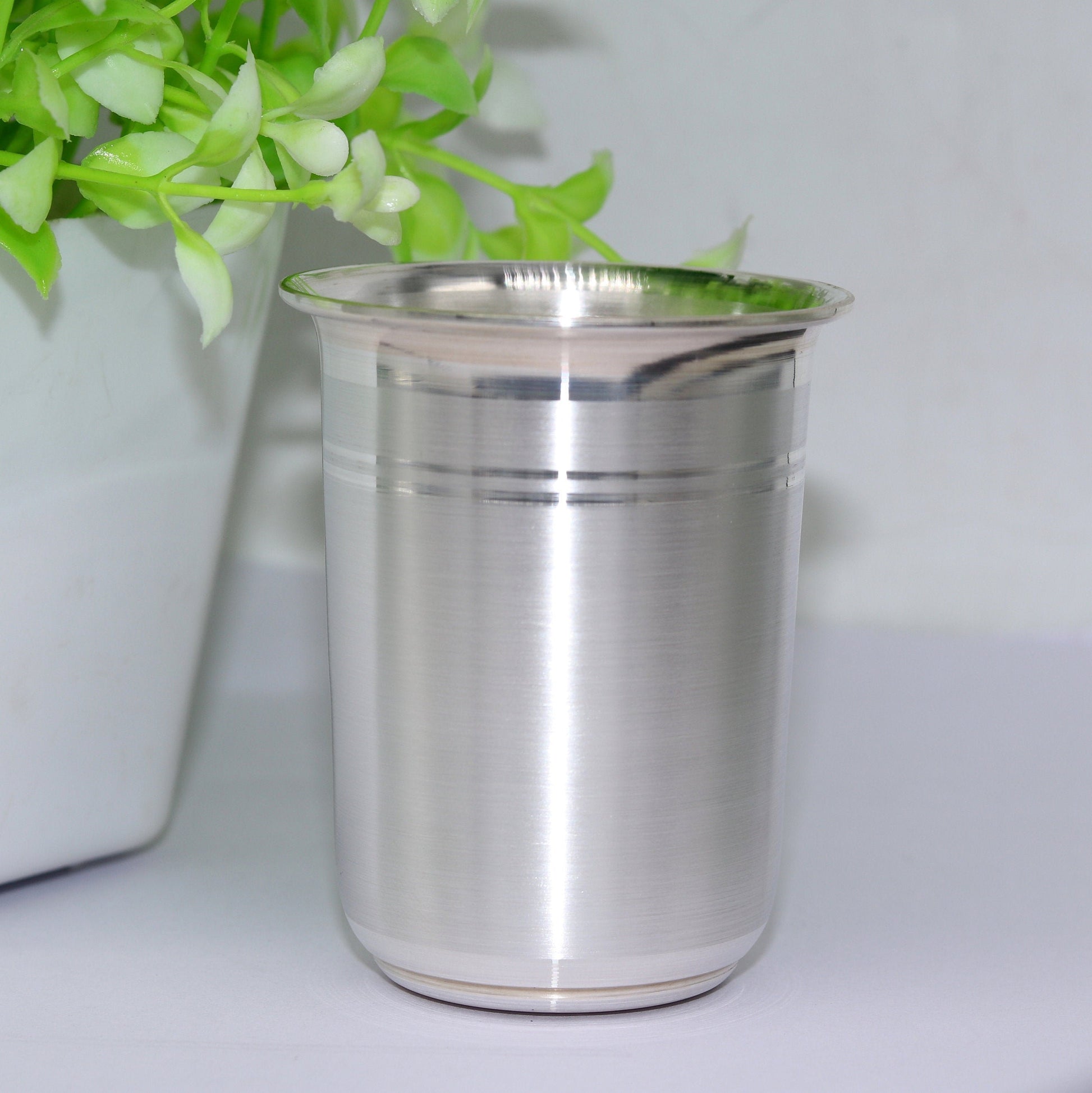999 Fine silver handmade solid water milk tumbler glass, bowl , flask. baby water tumbler for stay healthy, silver vessels ,utensils sv77 - TRIBAL ORNAMENTS