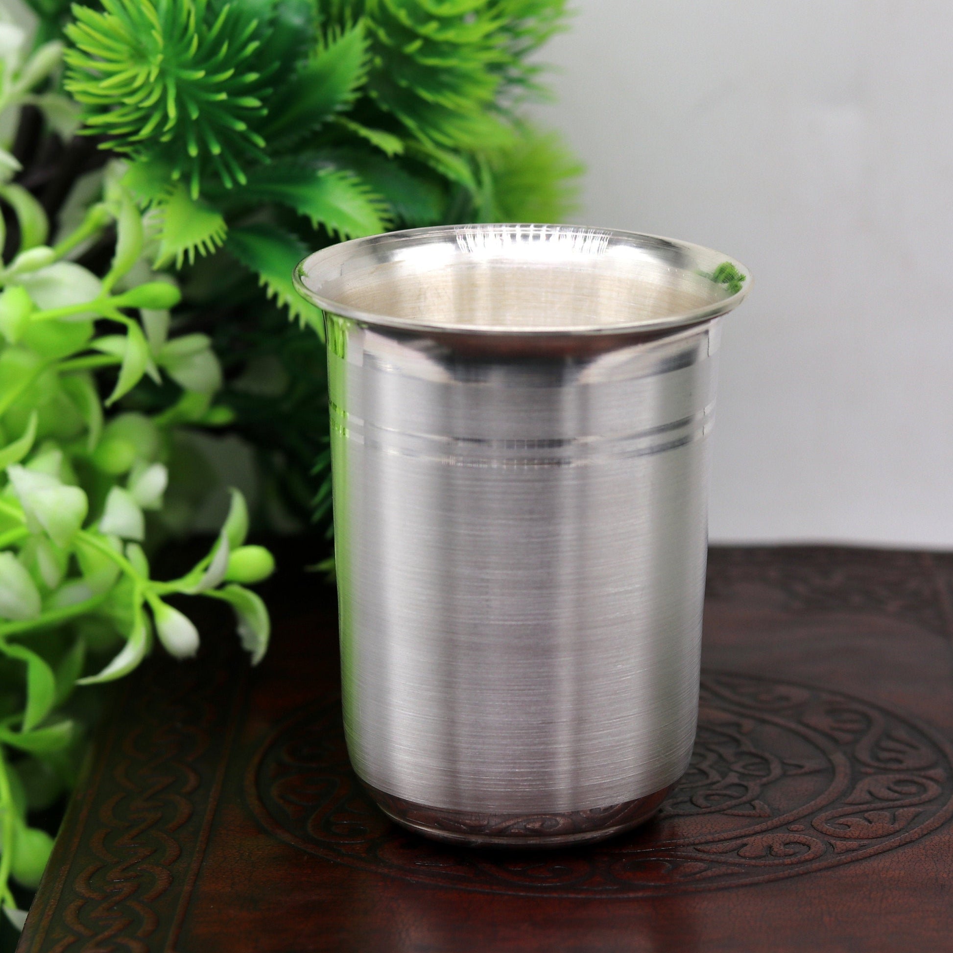 999 Fine silver handmade solid water milk tumbler glass, bowl , flask. baby water tumbler for stay healthy, silver vessels ,utensils sv77 - TRIBAL ORNAMENTS