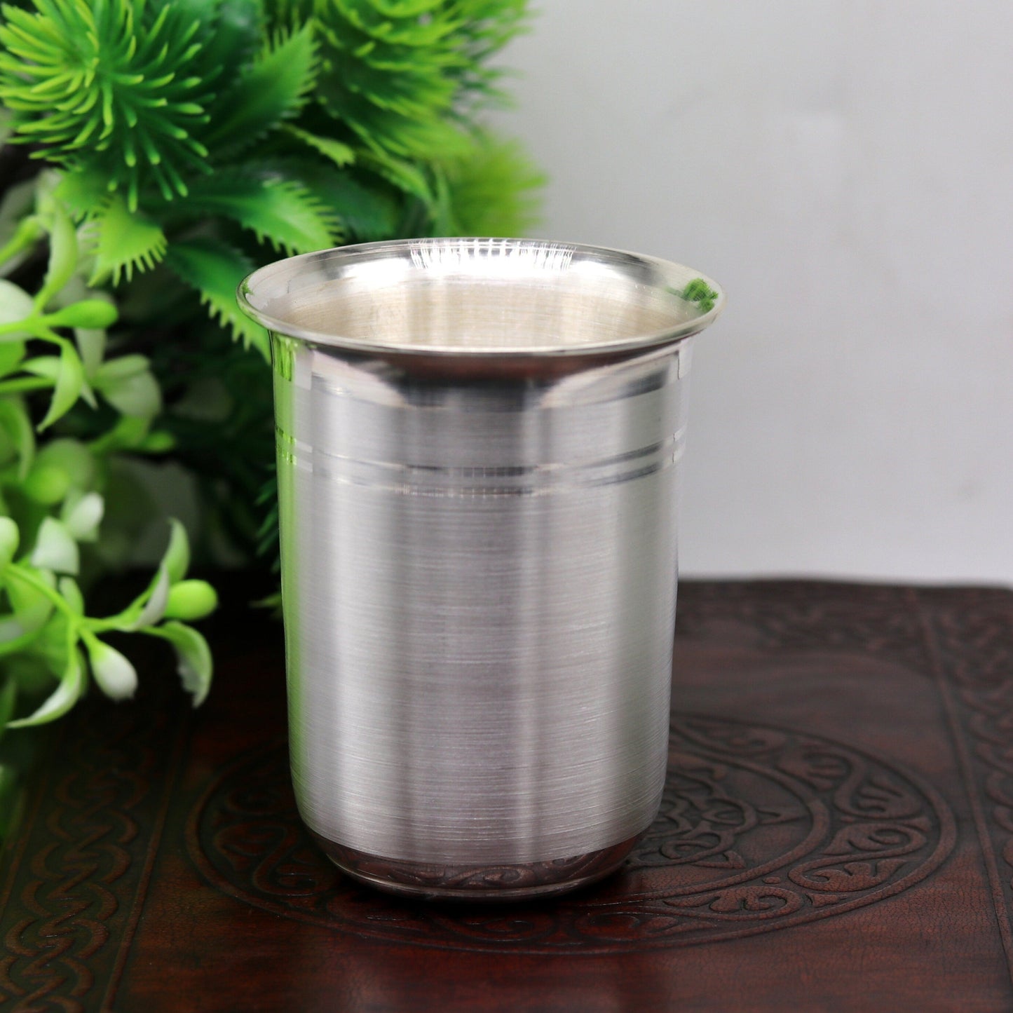 999 Fine silver handmade solid water milk tumbler glass, flask. baby water tumbler for stay healthy, silver utensils for rice ceremony sv77 - TRIBAL ORNAMENTS