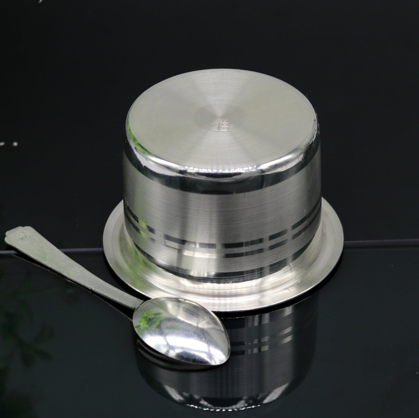999 pure silver handmade solid bowl and spoon, silver baby feeding set tumbler bowl, stay healthy, silver utensils for rice ceremony sv78 - TRIBAL ORNAMENTS