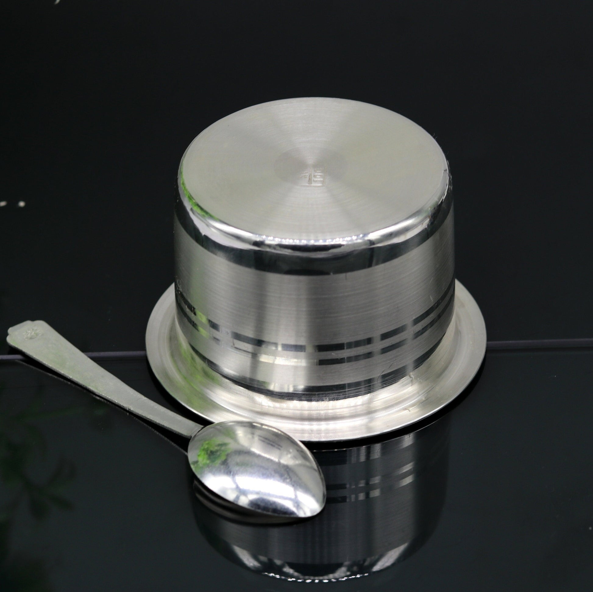999 pure silver handmade solid bowl and spoon, silver baby feeding set tumbler bowl, stay healthy, silver utensils for rice ceremony sv78 - TRIBAL ORNAMENTS