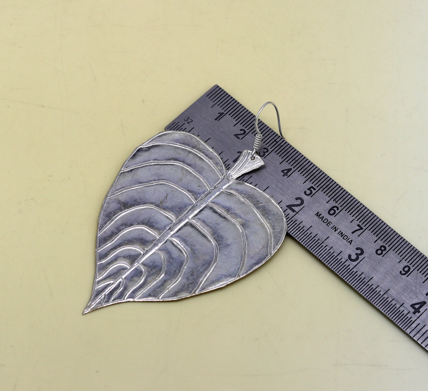 Modern fancy light weight 925 sterling silver heart shape peepal tree leaves style hoops earring customized brides earring jewelry ear489 - TRIBAL ORNAMENTS