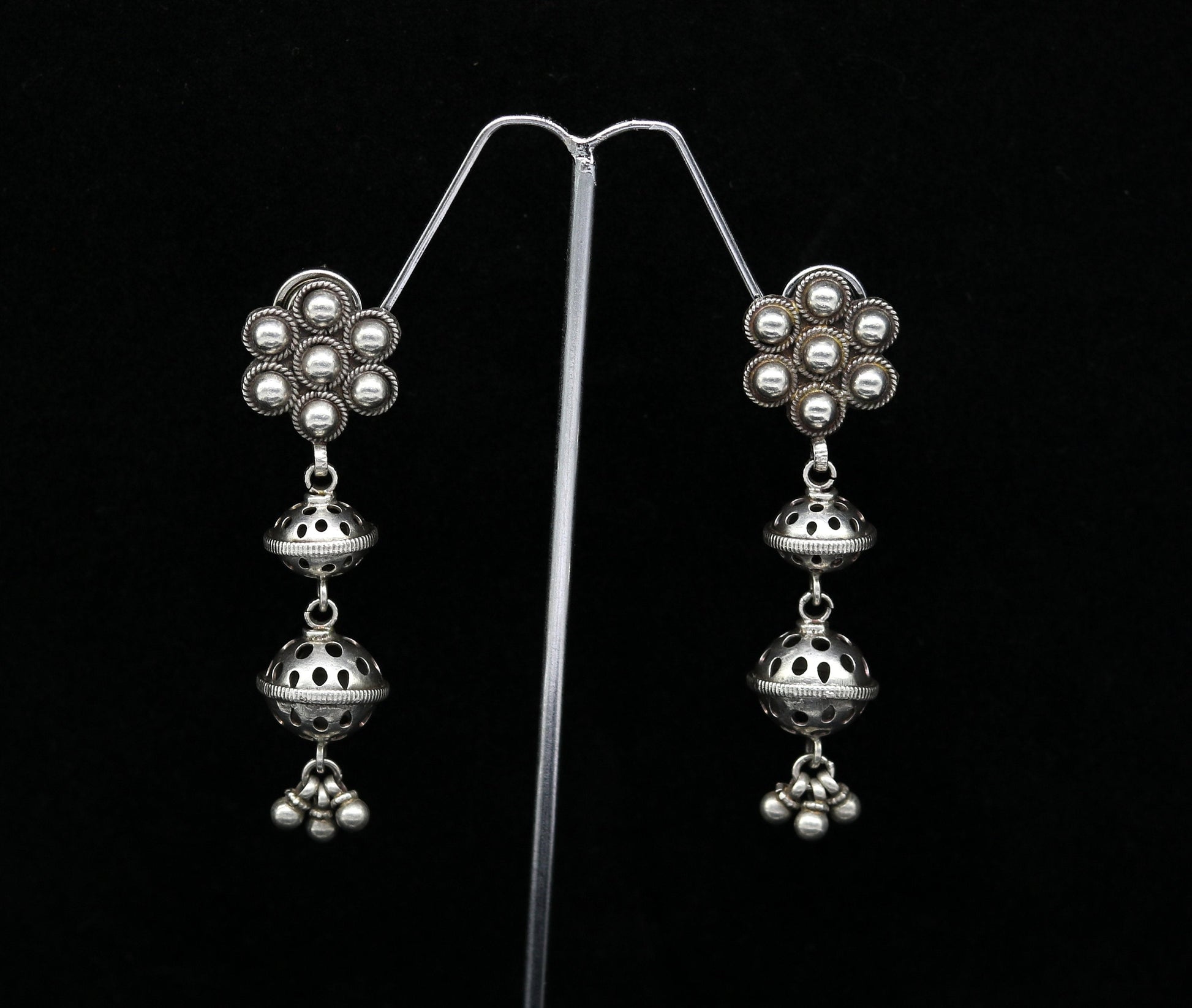 Amazing 925 sterling silver handmade customized vintage antique style drop dangle peacock stud earring tribal belly dance jewelry ear475 - TRIBAL ORNAMENTS