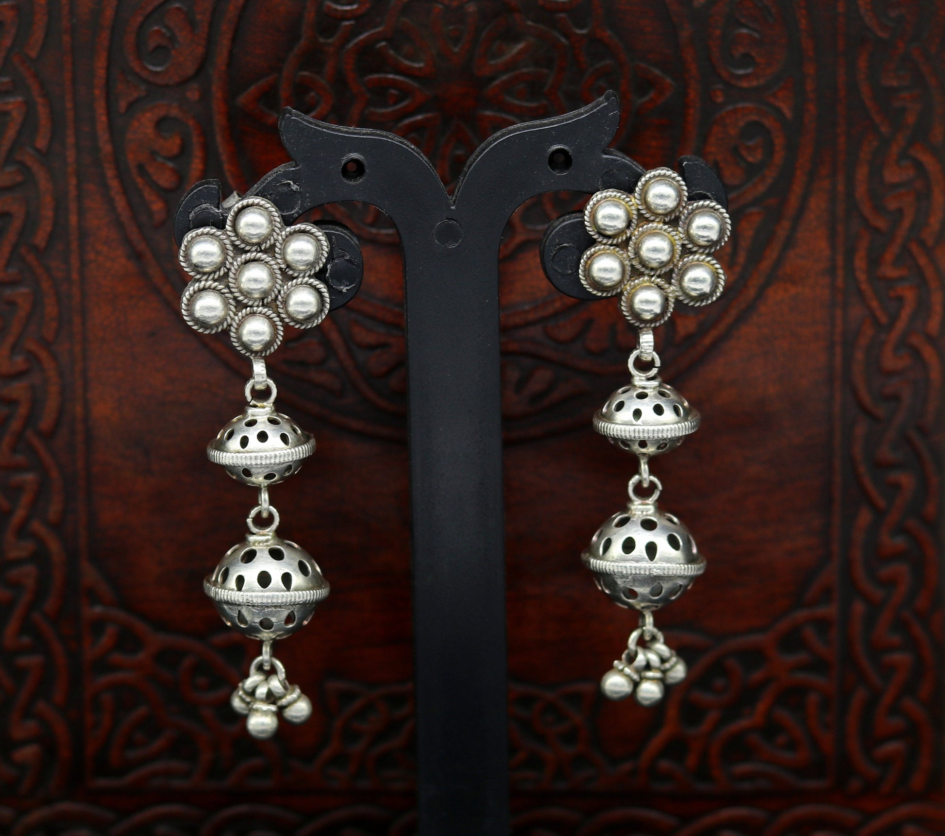 Amazing 925 sterling silver handmade customized vintage antique style drop dangle peacock stud earring tribal belly dance jewelry ear475 - TRIBAL ORNAMENTS