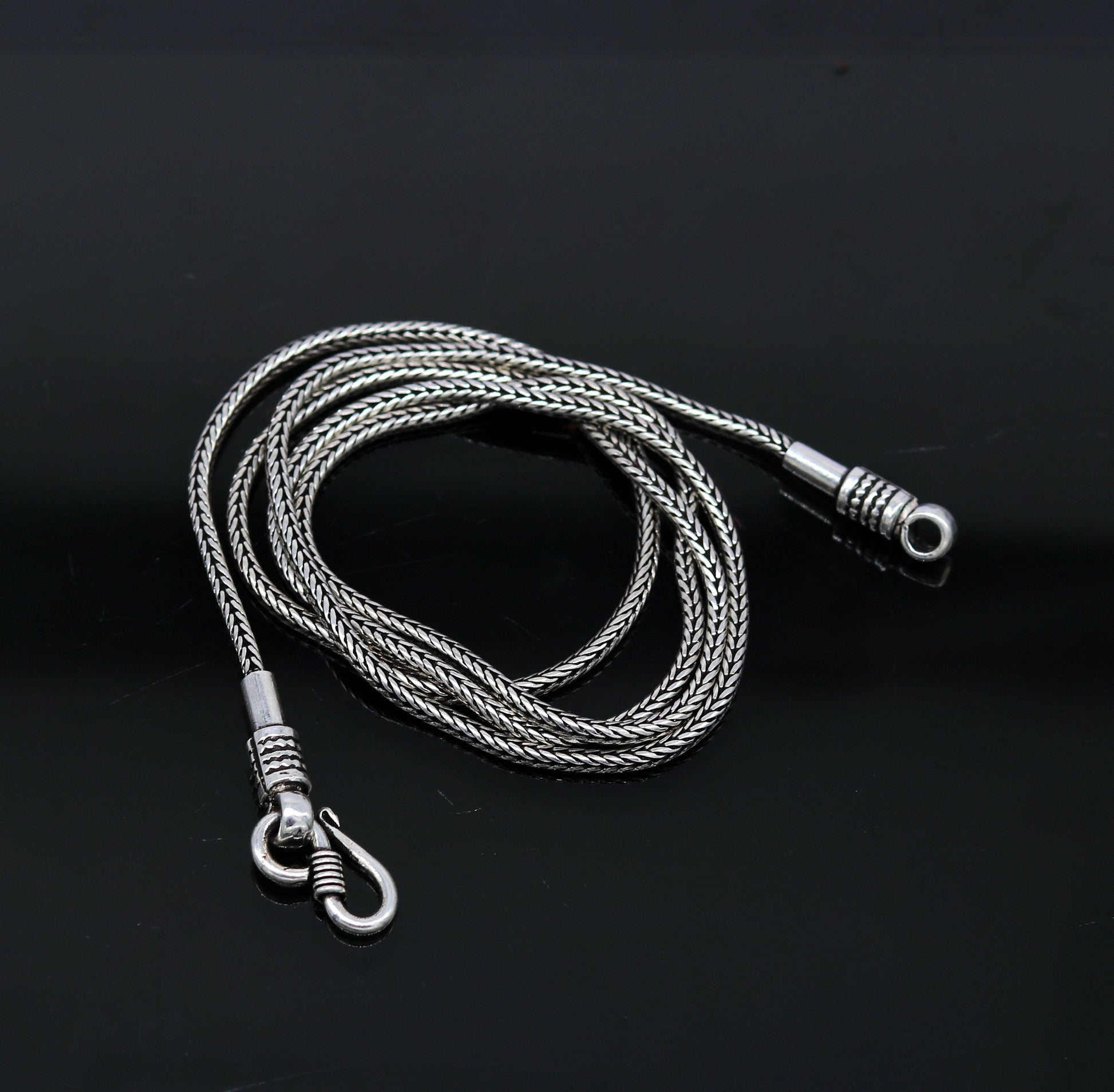 2mm 16" to 30" inches long pendant chains, screw chain for pendant necklace, excellent wheat chain oxidized solid chain necklace ch99 - TRIBAL ORNAMENTS