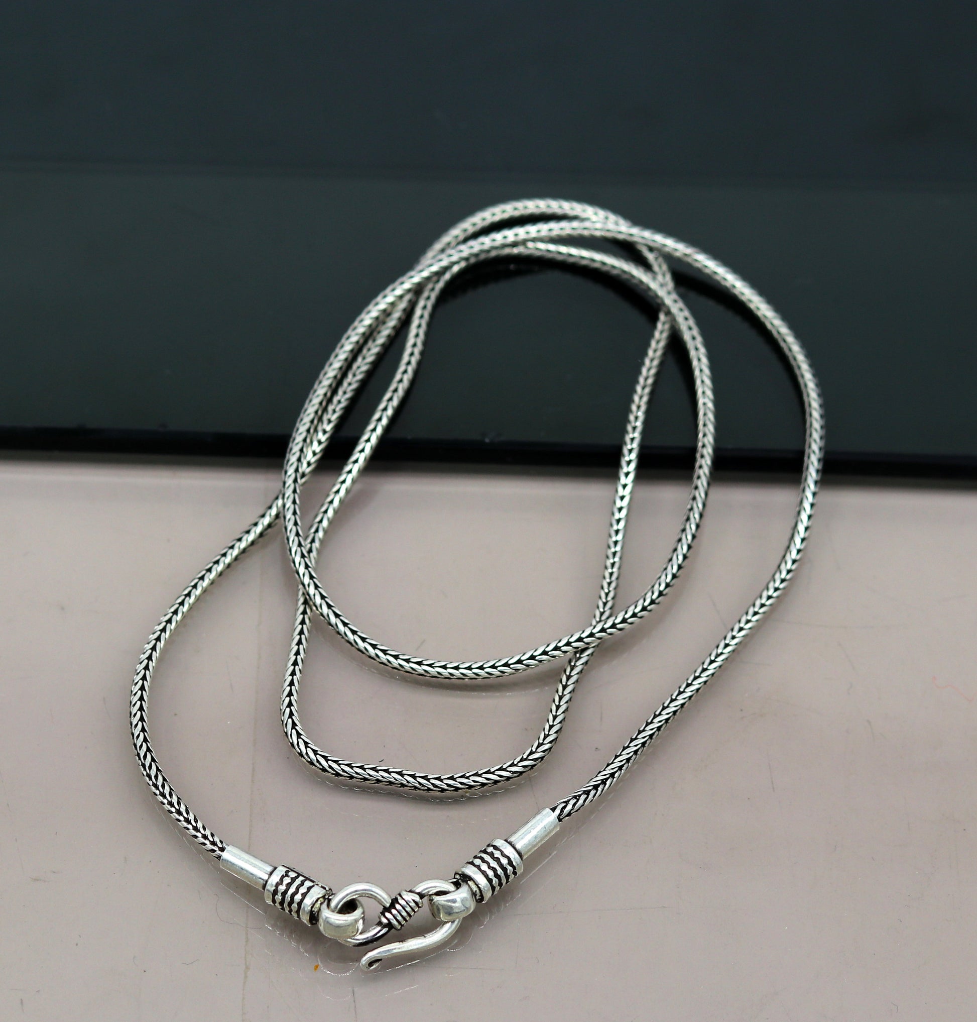 2mm 16" to 30" inches long pendant chains, screw chain for pendant necklace, excellent wheat chain oxidized solid chain necklace ch99 - TRIBAL ORNAMENTS