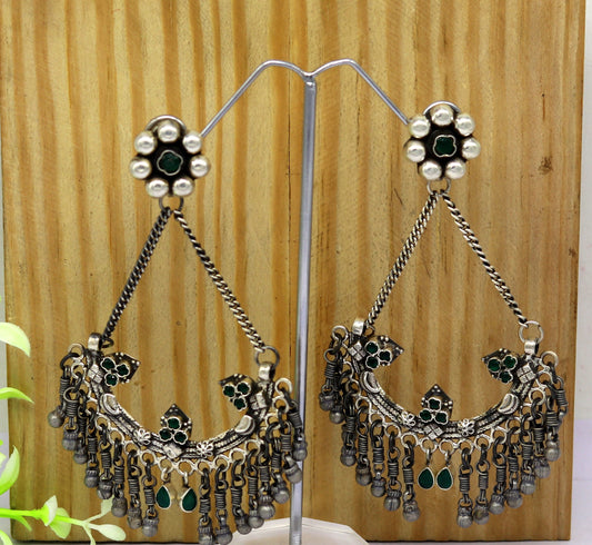925 sterling silver handmade gorgeous customized heavy look drop dangle stud earring, charm jewelry, wedding bridesmaid jewelry s880 - TRIBAL ORNAMENTS