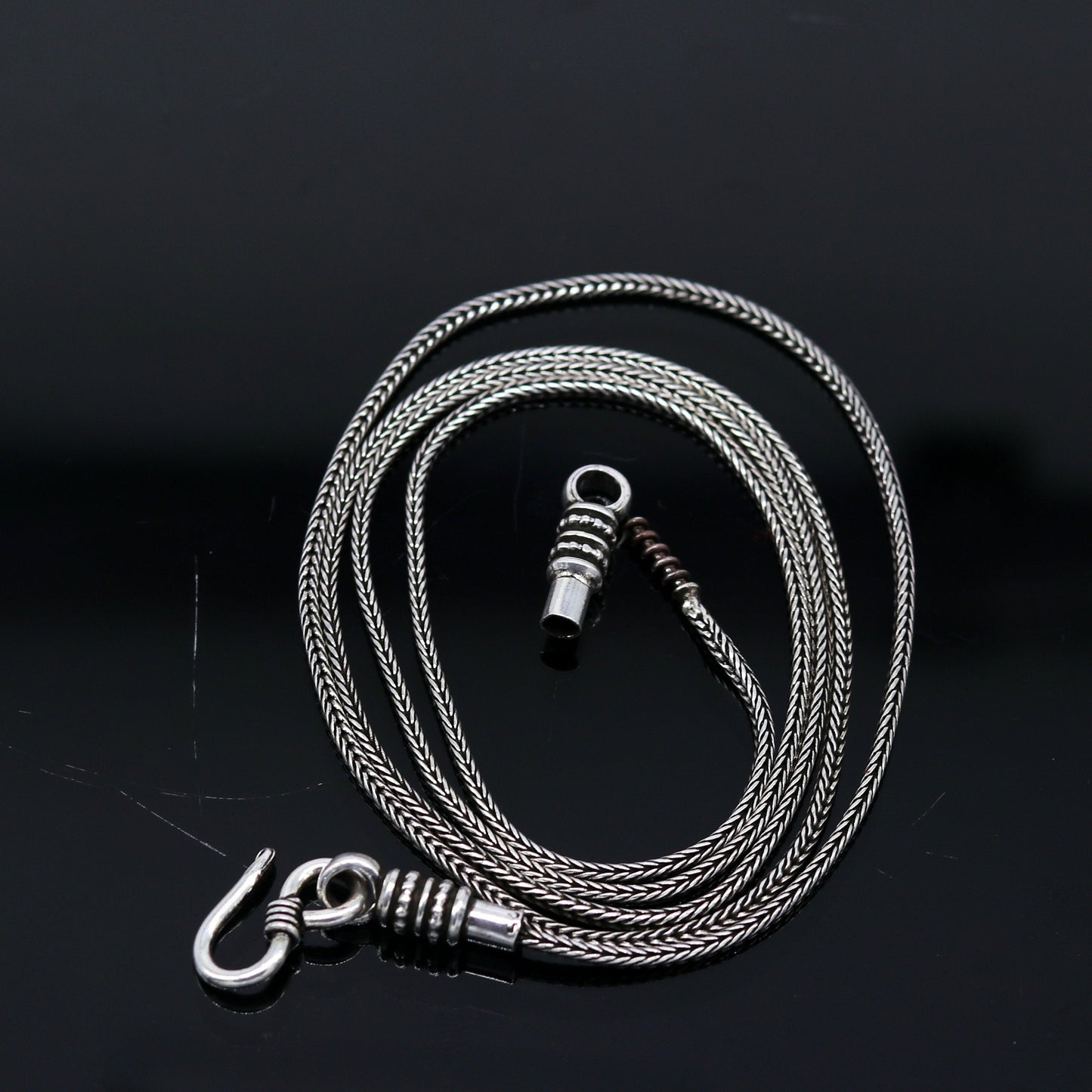 16" to 30" long 1.5mm screw chain 925 sterling silver handmade wheat chain pendant chain, necklace chain, oxidized silver chain trendy style nch37 - TRIBAL ORNAMENTS