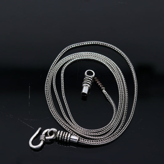 16" to 30" long 1.5mm screw chain 925 sterling silver handmade wheat chain pendant chain, necklace chain, oxidized silver chain trendy style nch37 - TRIBAL ORNAMENTS