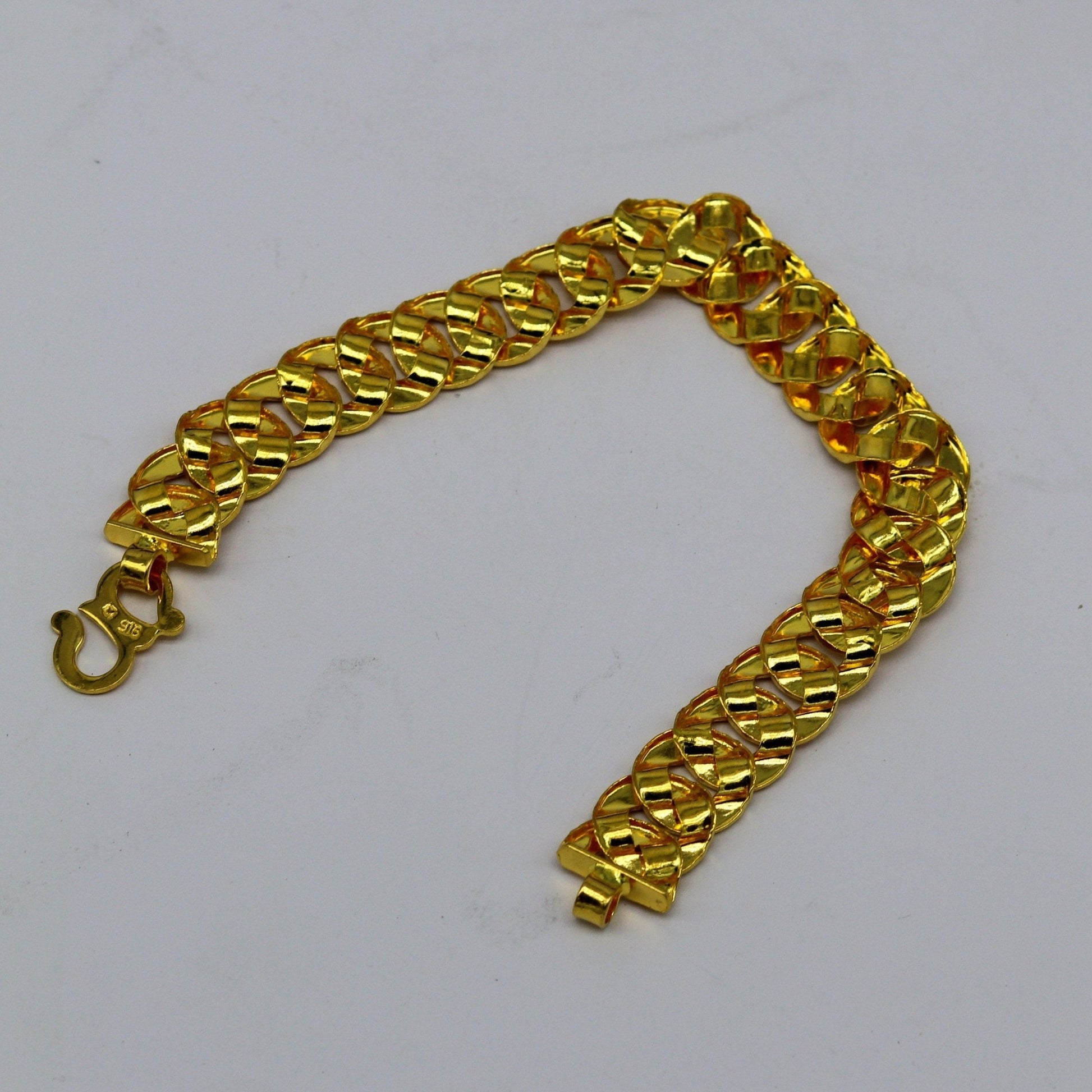 Amazing 22kt yellow gold custom made stylish design fabulous flexible bracelet, best gift unisex personalized gold fancy jewelry br48 - TRIBAL ORNAMENTS