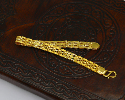 Vintage style 22kt yellow gold custom made new stylish fancy wedding anniversary bracelet, best gift for unisex, certified gold jewelry br49 - TRIBAL ORNAMENTS