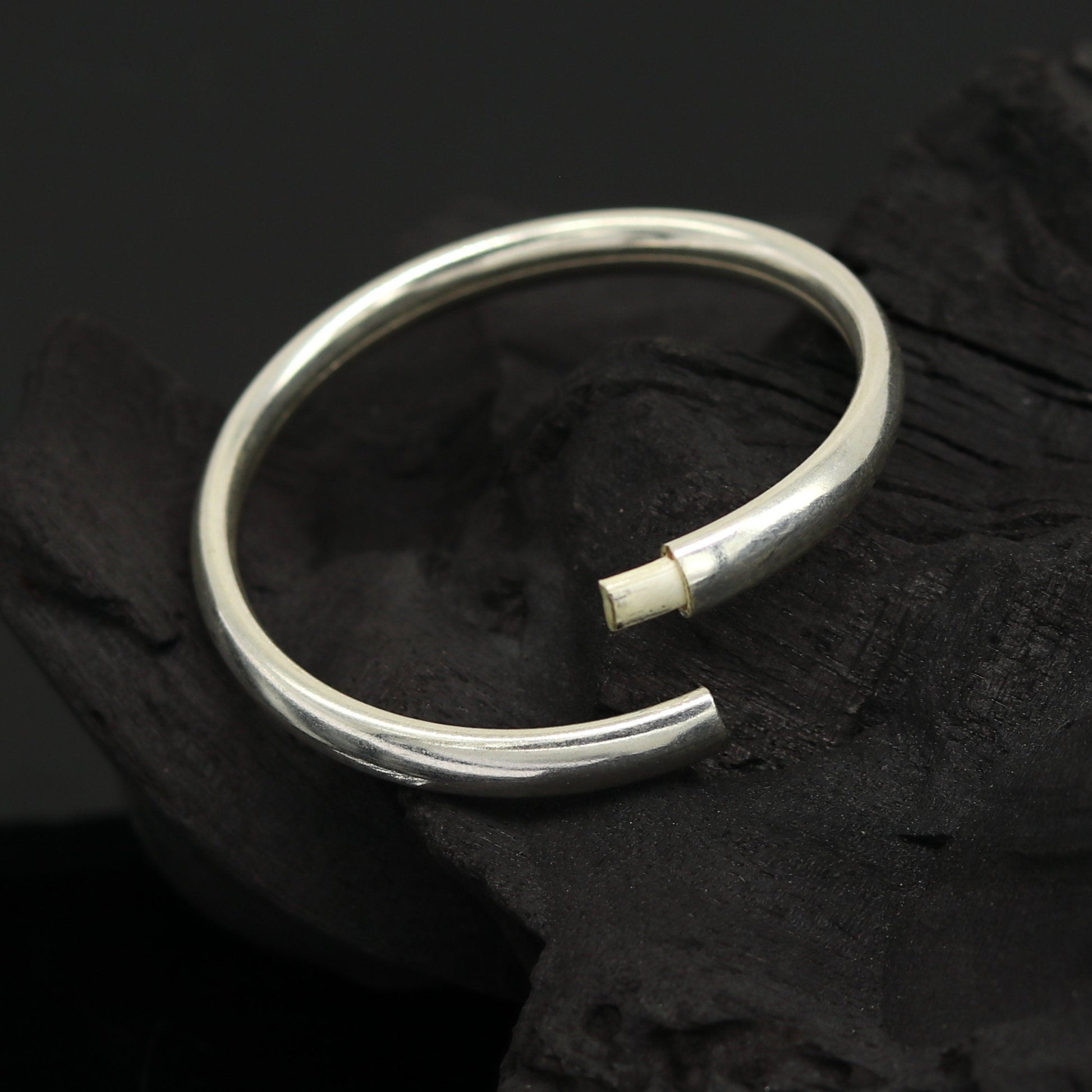 4mm Sterling silver handmade solid kada new born baby bracelet bangle, amazing sikha, punjabi kada, solid silver kids jewelry nbbk121 - TRIBAL ORNAMENTS