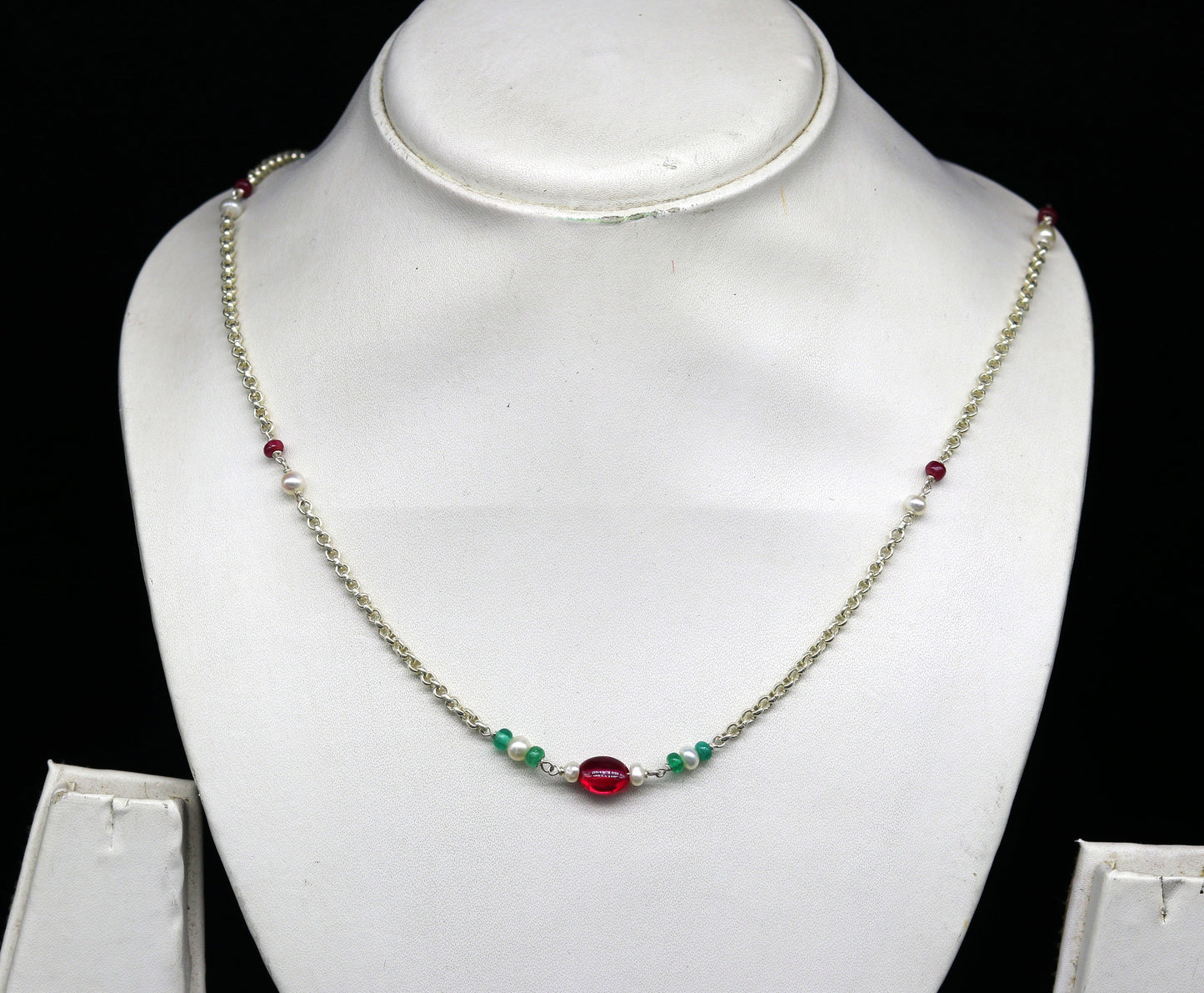 925 sterling silver handmade gorgeous beaded necklace, excellent customized style bridesmaid belly dance daily use necklace jewelry nec70 - TRIBAL ORNAMENTS