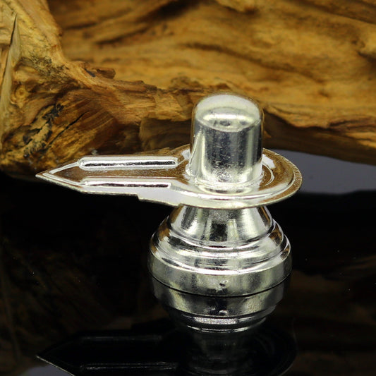 925 sterling silver handmade small shiva- linga, silver shivling puja utensils, home temple decor silver article accessories india su13 - TRIBAL ORNAMENTS