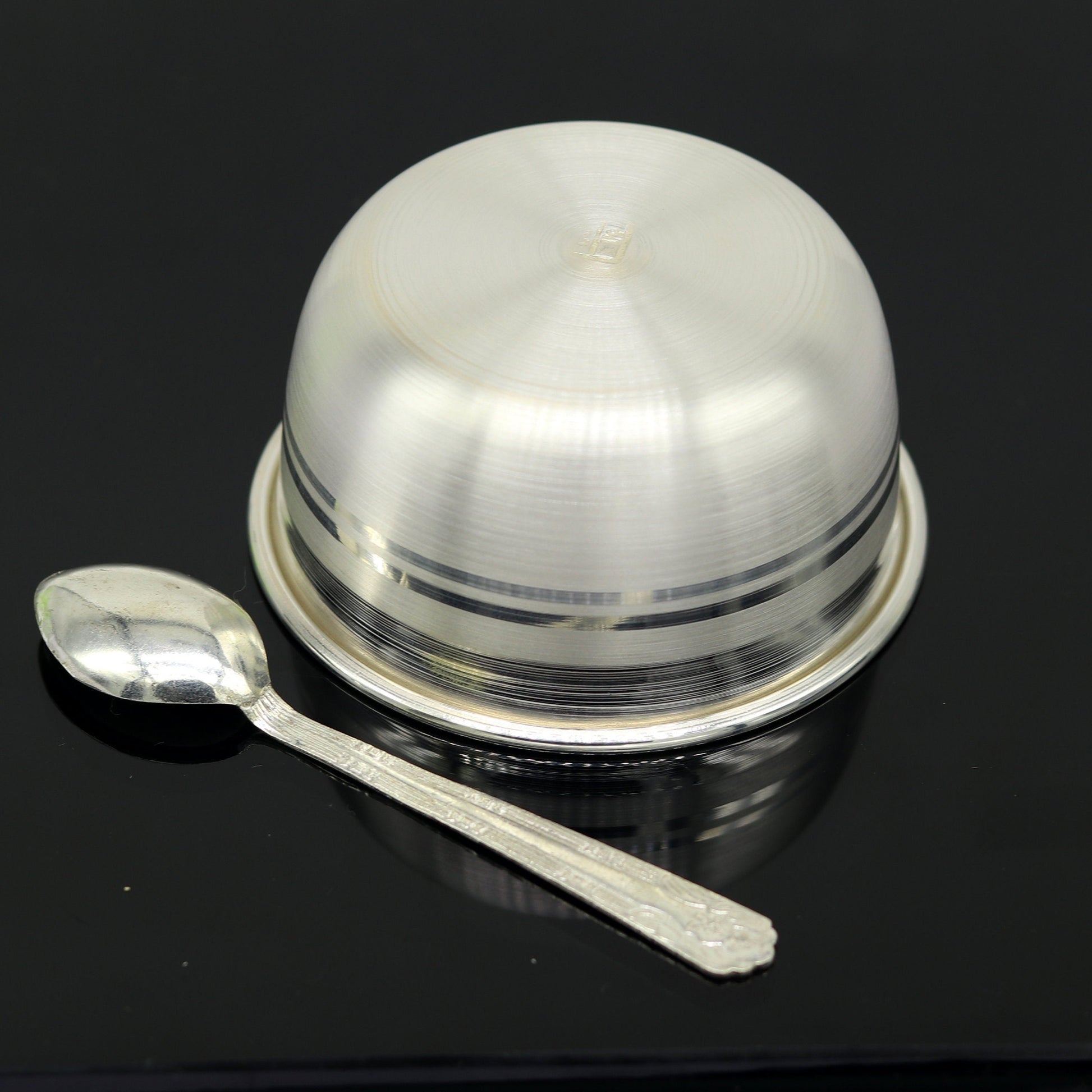 999 solid pure silver handmade utensils bowl and spoon, table serving bowl, silver vessel, baby feeding, silver kitchen art baby set sv89 - TRIBAL ORNAMENTS