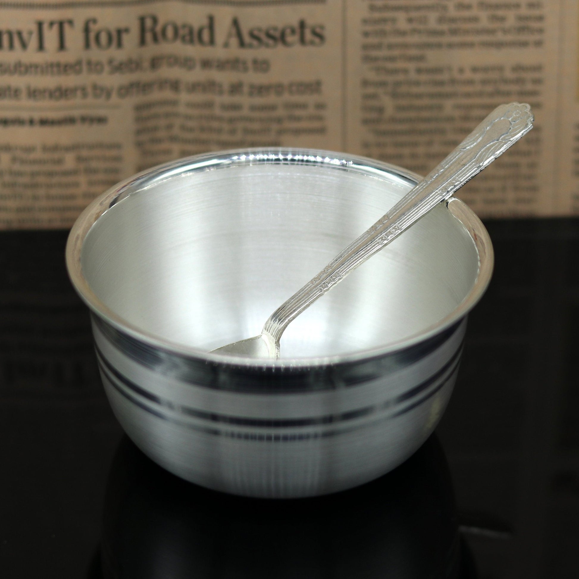 Exclusive 999 pure silver handmade utensils bowl and spoon, kitchen serving bowl, silver vessel, baby feeding, baby healthy tumbler sv92 - TRIBAL ORNAMENTS