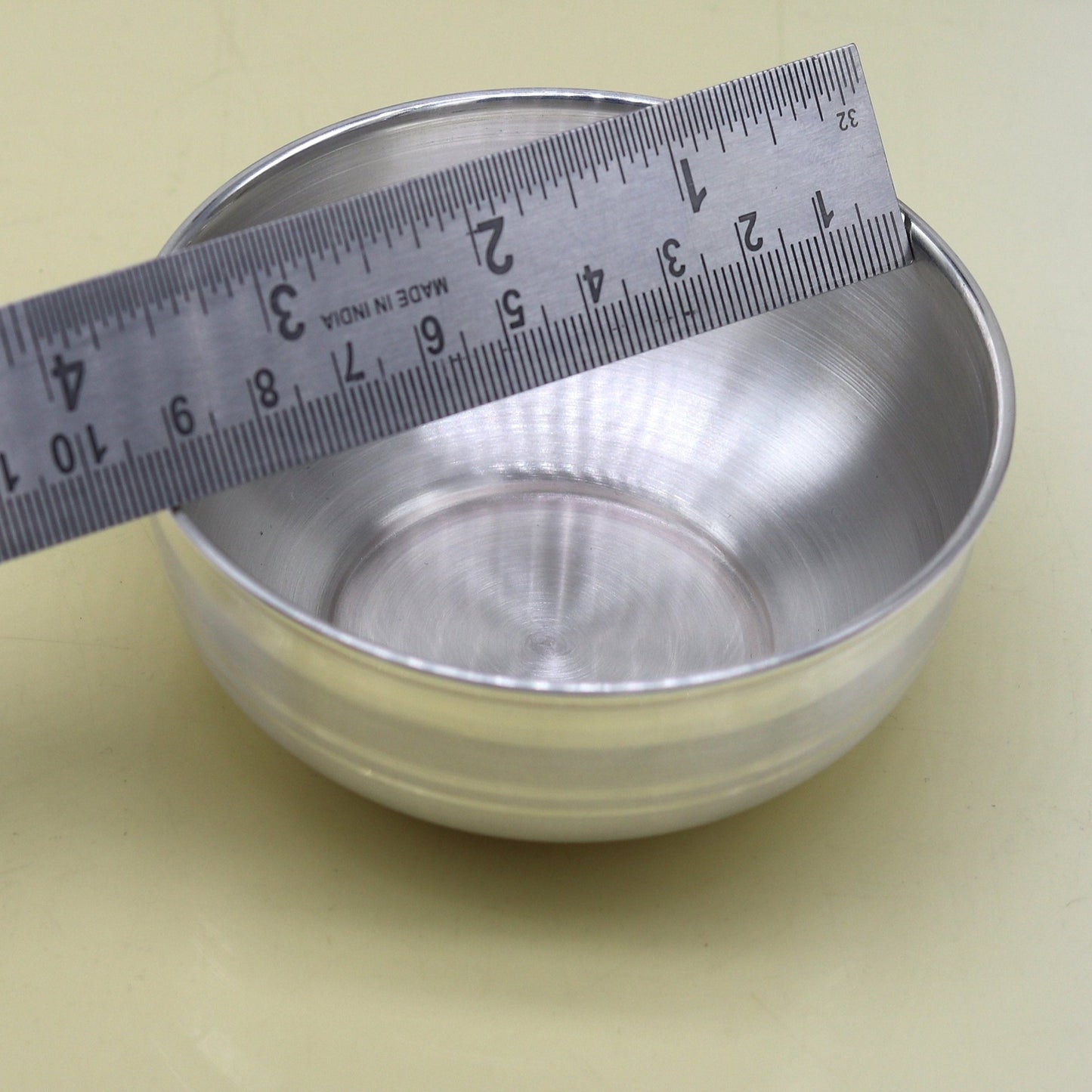 999 fine solid silver handmade bowl tray for baby food, pure silver vessel, silver utensils, home and kitchen accessories india sv93 - TRIBAL ORNAMENTS