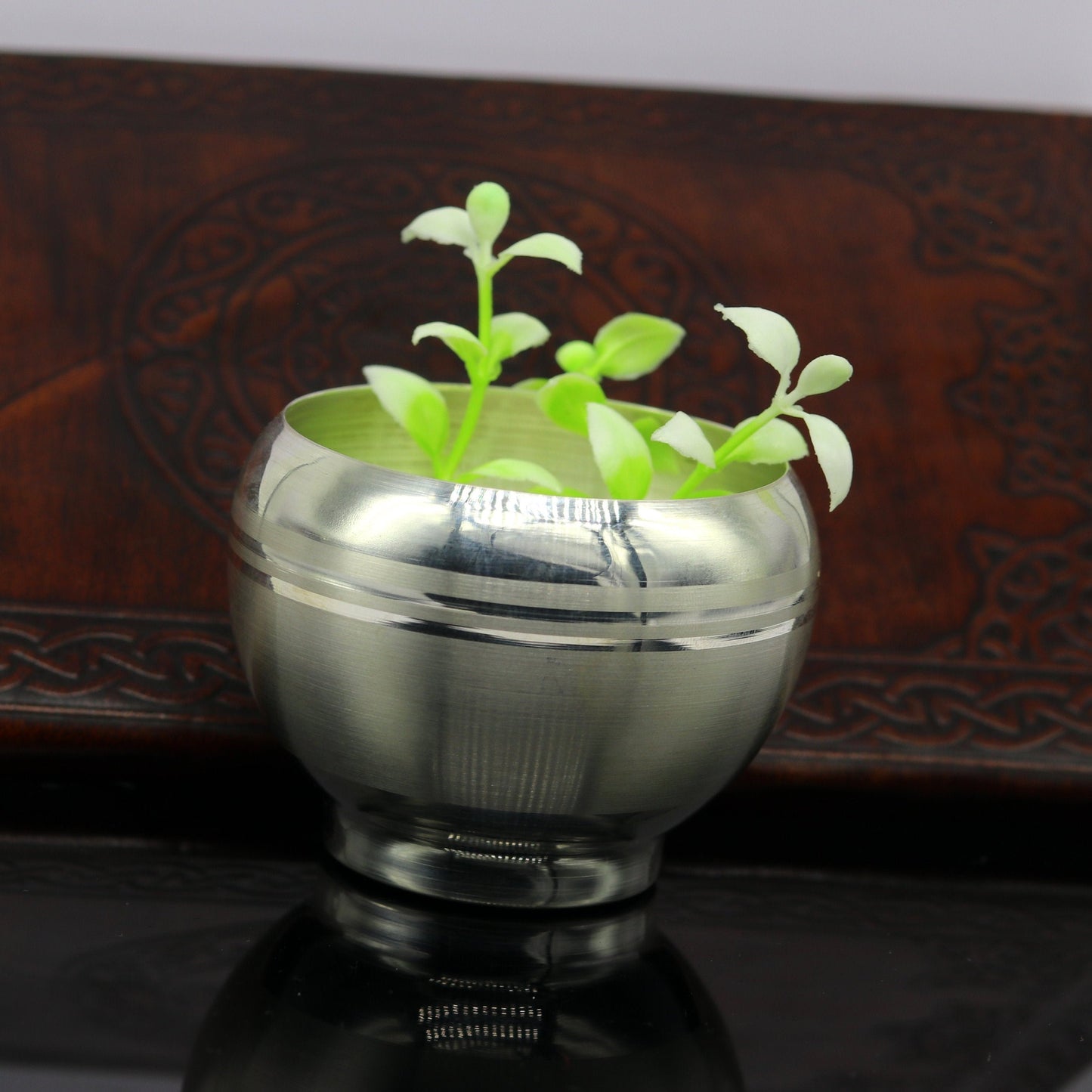 999 pure sterling silver handmade silver puja utensils bowl, silver vessel silver has antibacterial properties, stay healthy family sv95 - TRIBAL ORNAMENTS