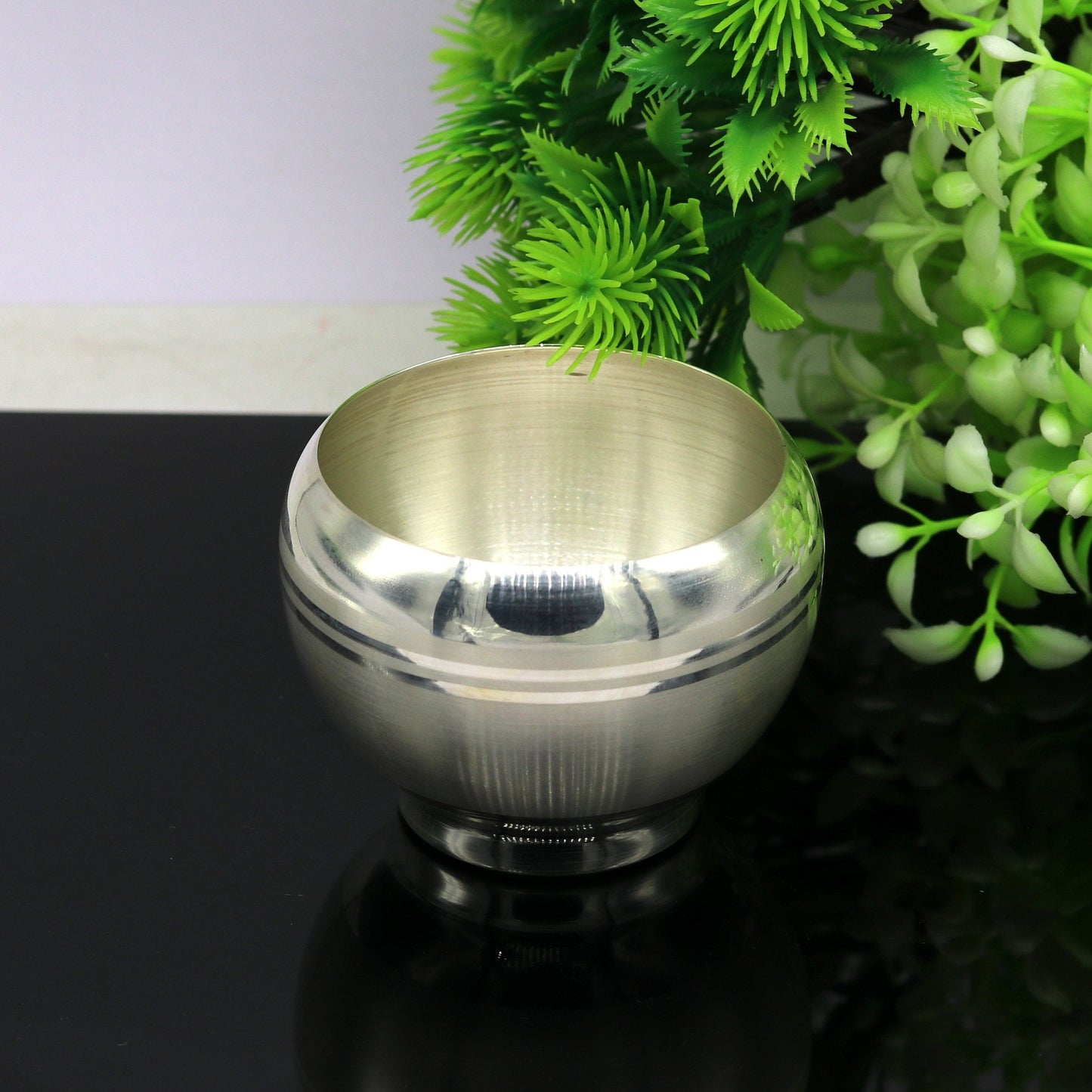 999 pure sterling silver handmade silver puja utensils bowl, silver vessel silver has antibacterial properties, stay healthy family sv95 - TRIBAL ORNAMENTS