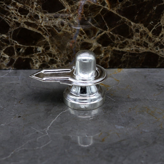925 sterling silver handmade small shiva- linga, silver shivling puja utensils, home temple decor silver article accessories india su13 - TRIBAL ORNAMENTS