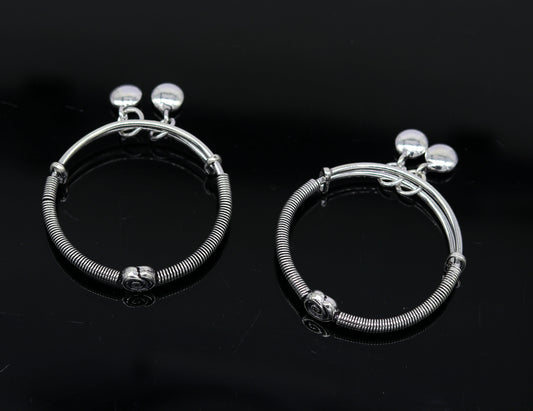 Solid 925 sterling silver handmade stylish designer fancy baby adjustable bangles bracelet, excellent kids charm jewelry bbk76 - TRIBAL ORNAMENTS